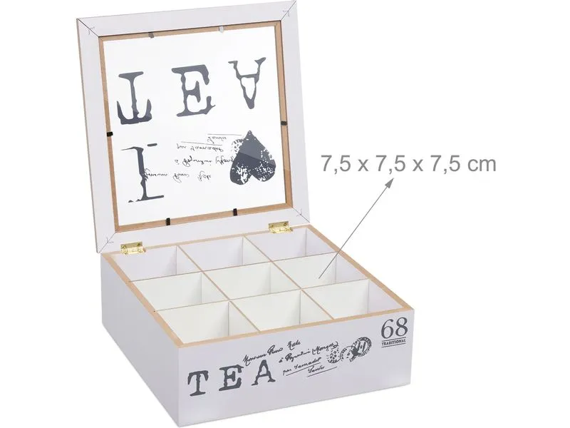 relaxdays Teebeutel-Box Grau/Weiss