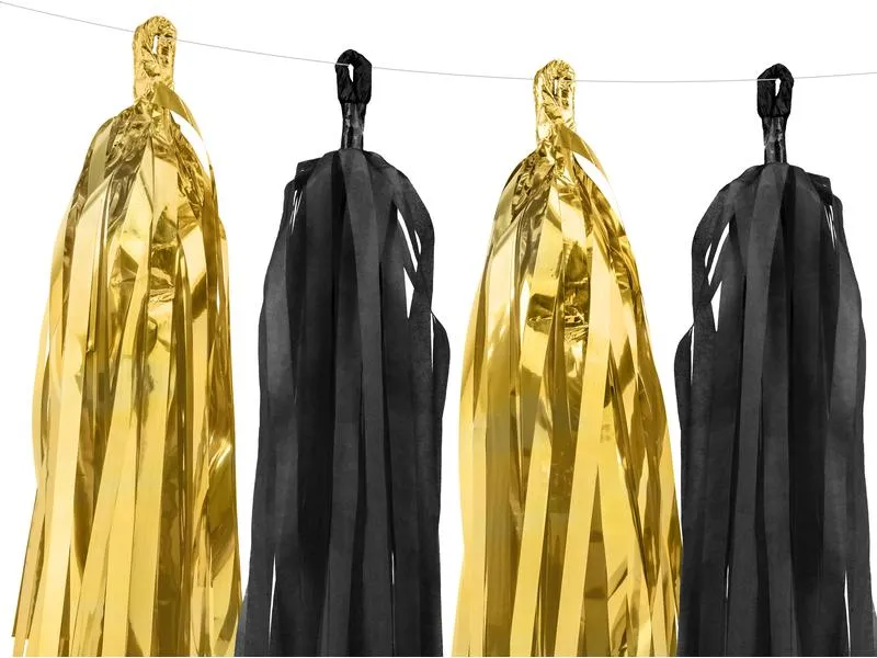 Partydeco Girlande Quasten 1.5 m, Gold/Schwarz Partydeco Girlande Quasten 1.5 m, Gold/Schwarz
