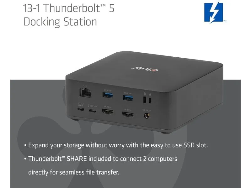 Club 3D Dockingstation Thunderbolt 5 Hub 13-1 CSV-2562 Club 3D Dockingstation Thunderbolt 5 Hub 13-1 CSV-2562