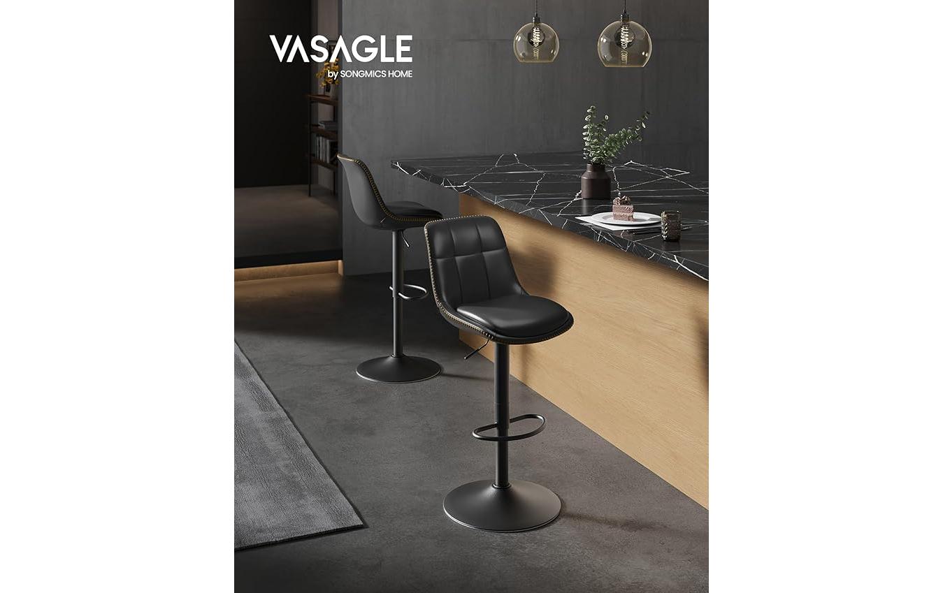 VASAGLE Barhocker 2er Set 48 x 90 cm/112 cm, Schwarz