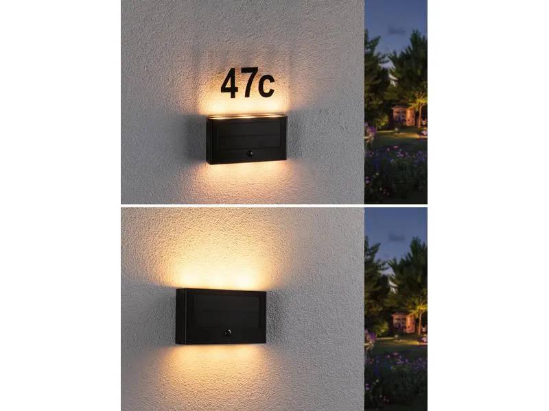 Paulmann Wandleuchte Solar Hausnummer, Neda, 2200K, Anthrazit Paulmann Wandleuchte Solar Hausnummer, Neda, 2200K, Anthrazit