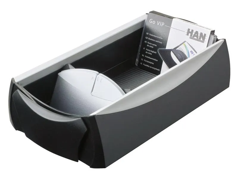 HAN Visitenkartenbox VIP 500 Karten, Schwarz/Silber