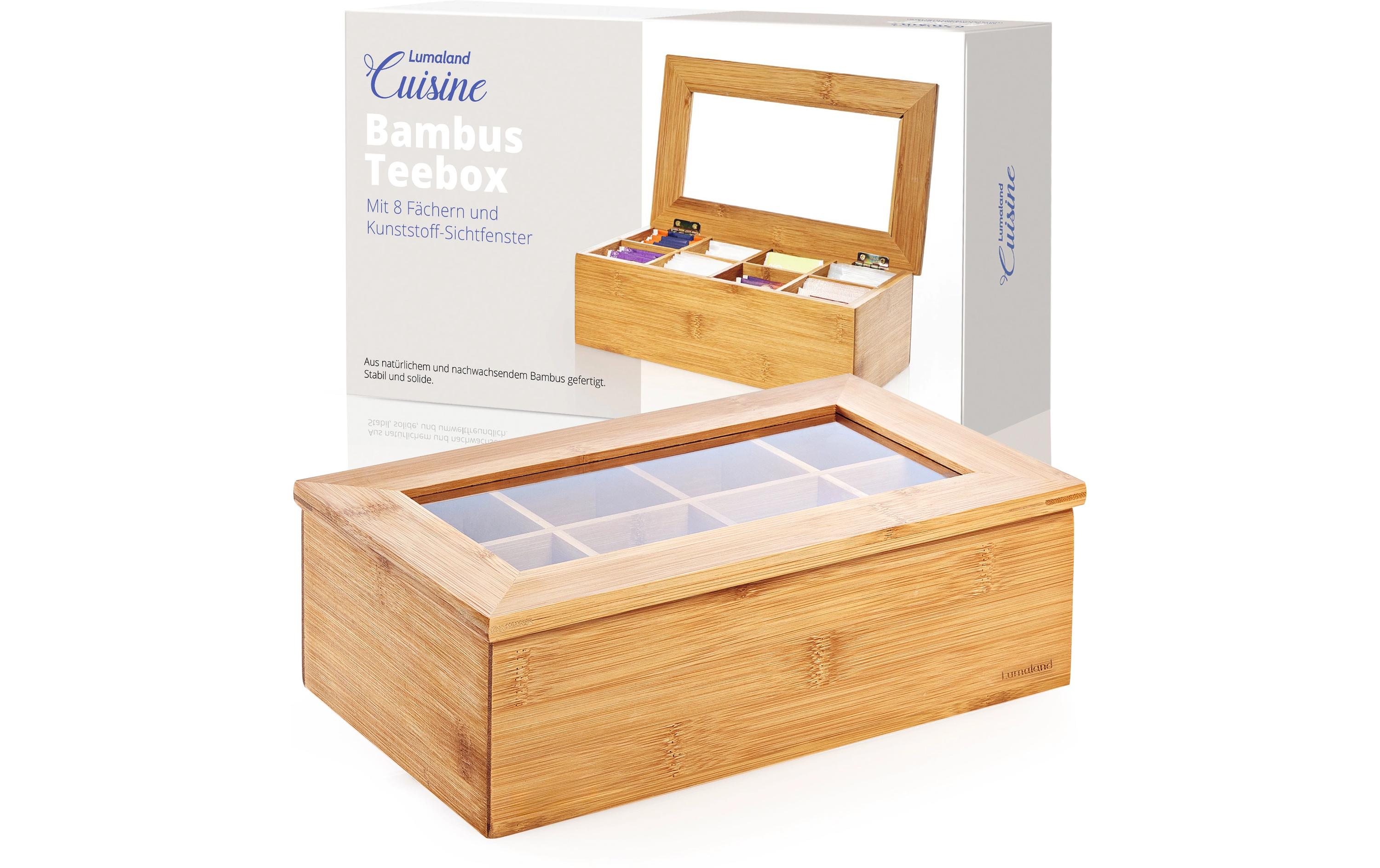 Lumaland Teebeutel-Box 28 x 16 x 9 cm Bambus, China, 8 Fächer