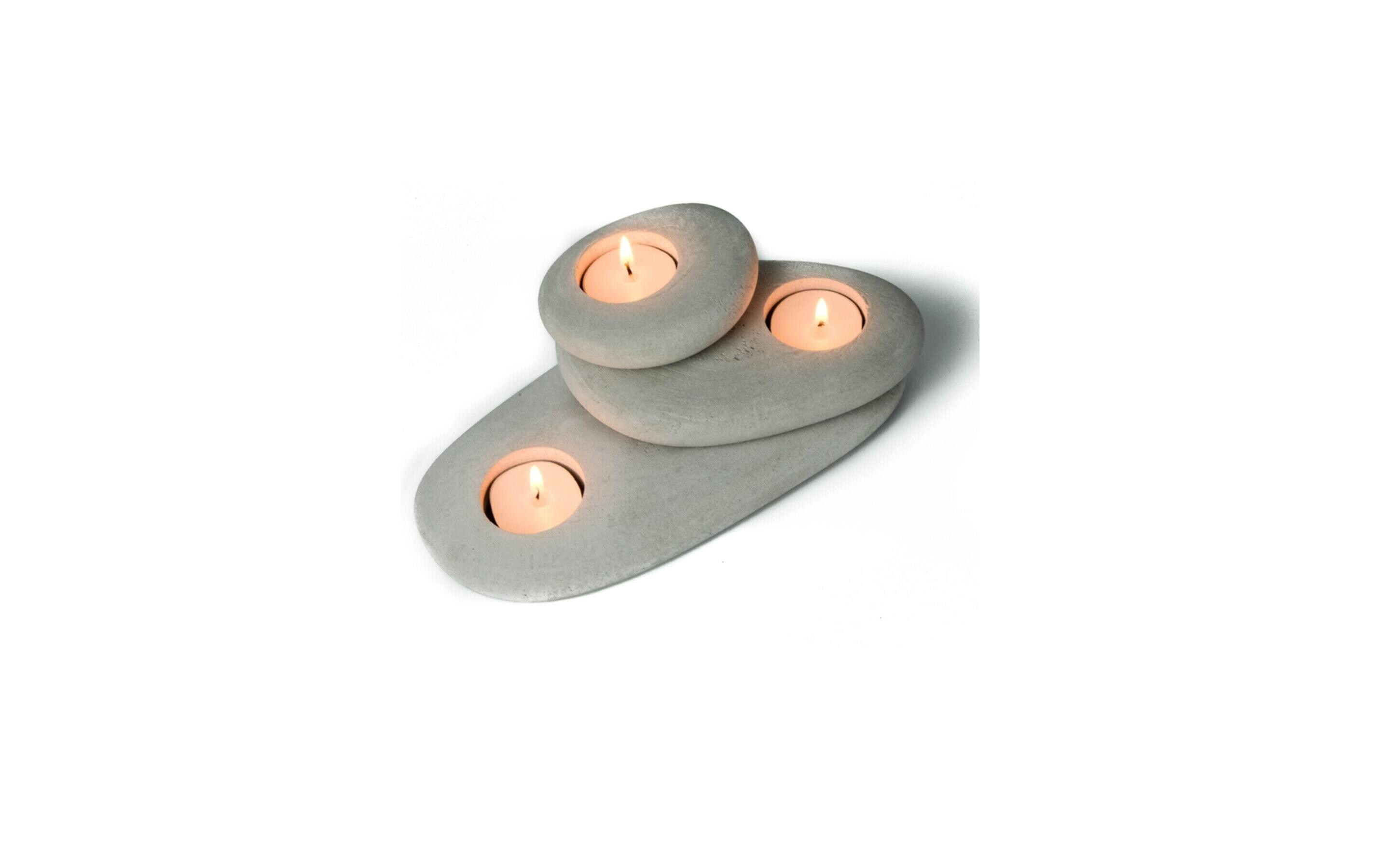 Wallxpert Kerzenständer 3er Set, Grau