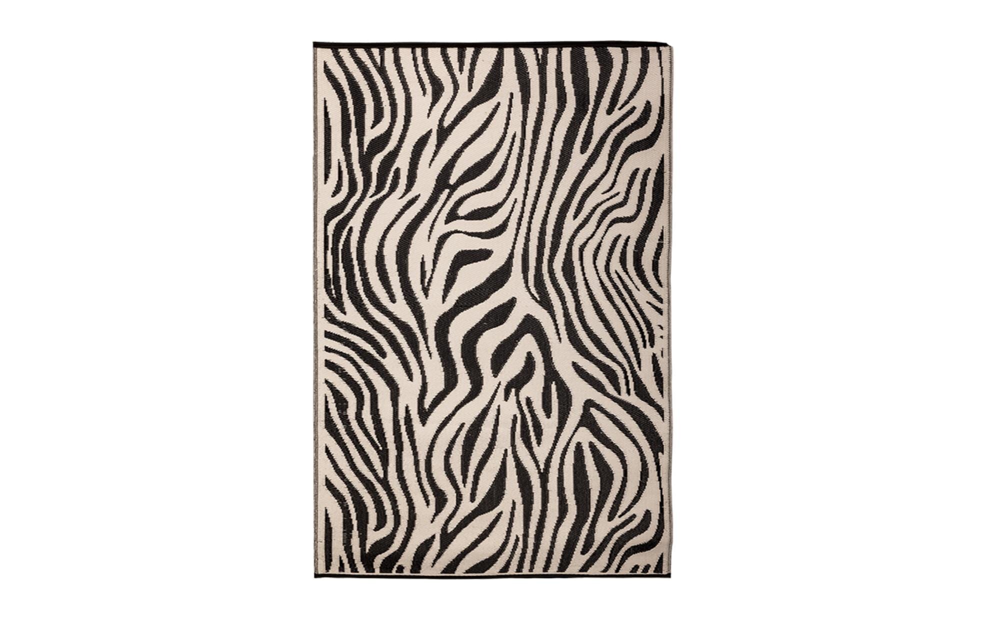 Esschert Design Teppich Zebra 150 x 242.5 cm, Schwarz/Weiss