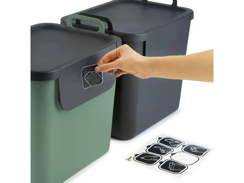 Rotho Recyclingbehälter Jive 99.2 l, Grün/Schwarz/Weiss