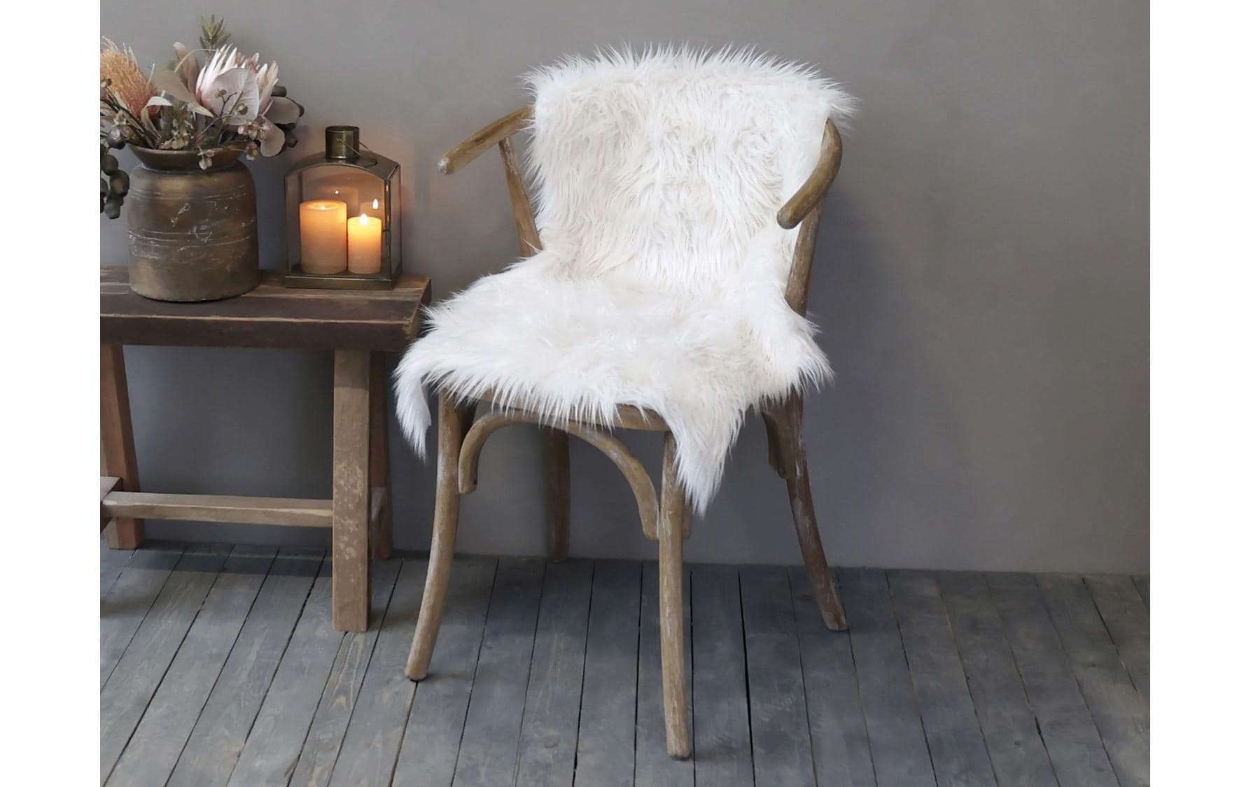 Chic Antique Pelzimitat 90 x 60 cm, Weiss