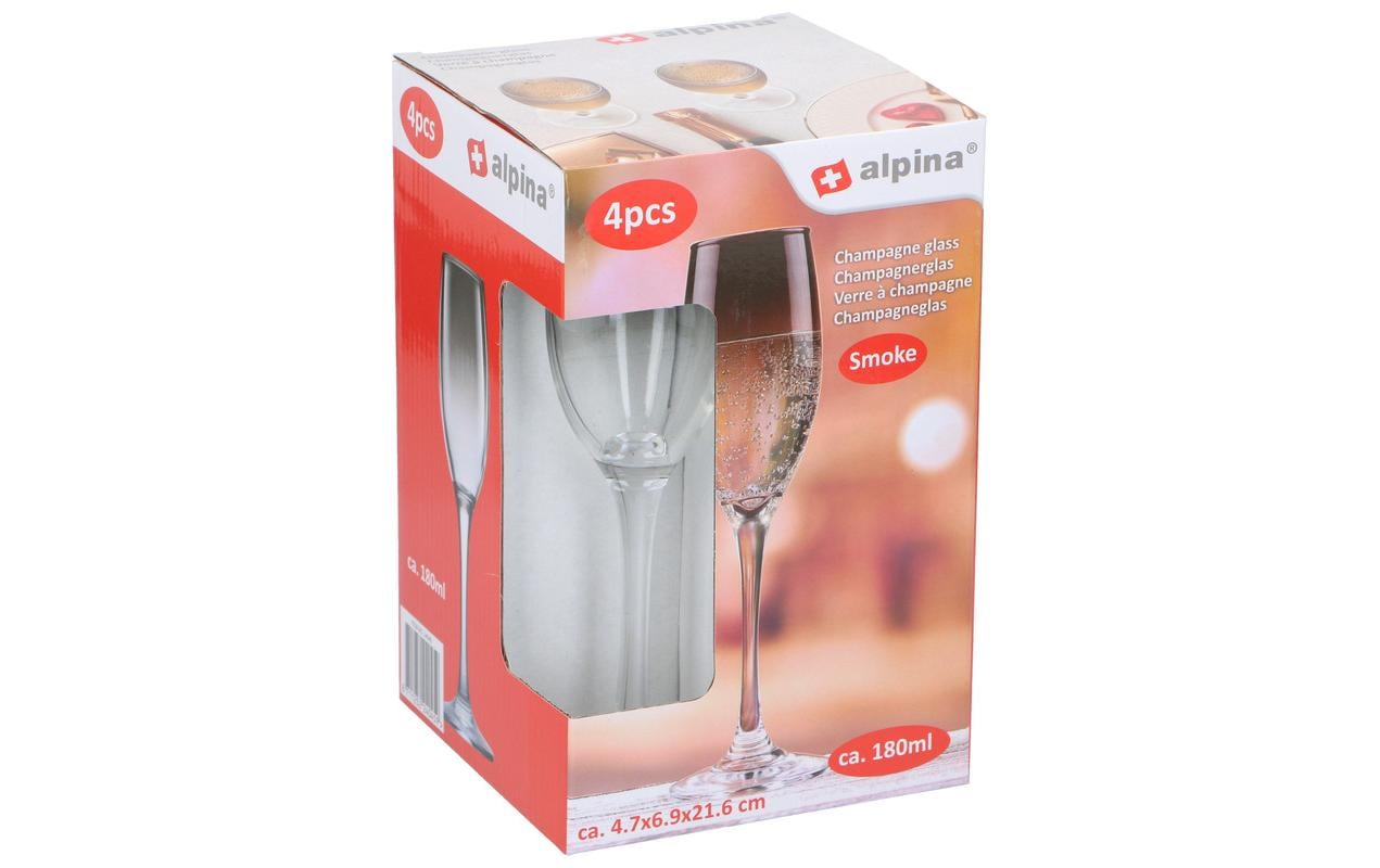 alpina Champagnerglas Smoke 180 ml, 4 Stück, Transparent