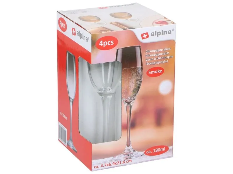 alpina Champagnerglas Smoke 180 ml, 4 Stück, Transparent