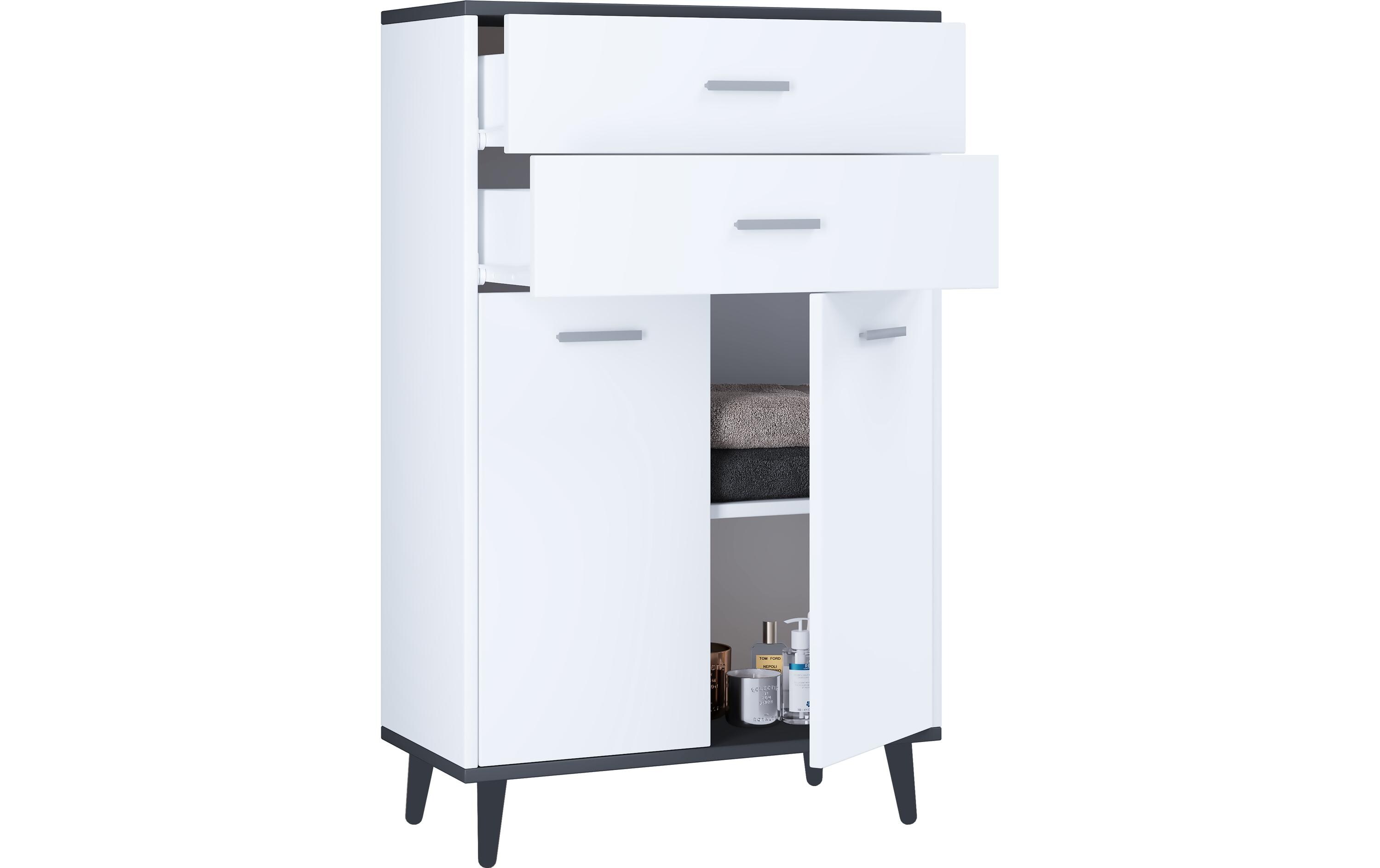 VCM Kommode Lindas 60 x 97 cm, Weiss/Anthrazit
