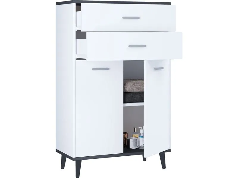 VCM Kommode Lindas 60 x 97 cm, Weiss/Anthrazit