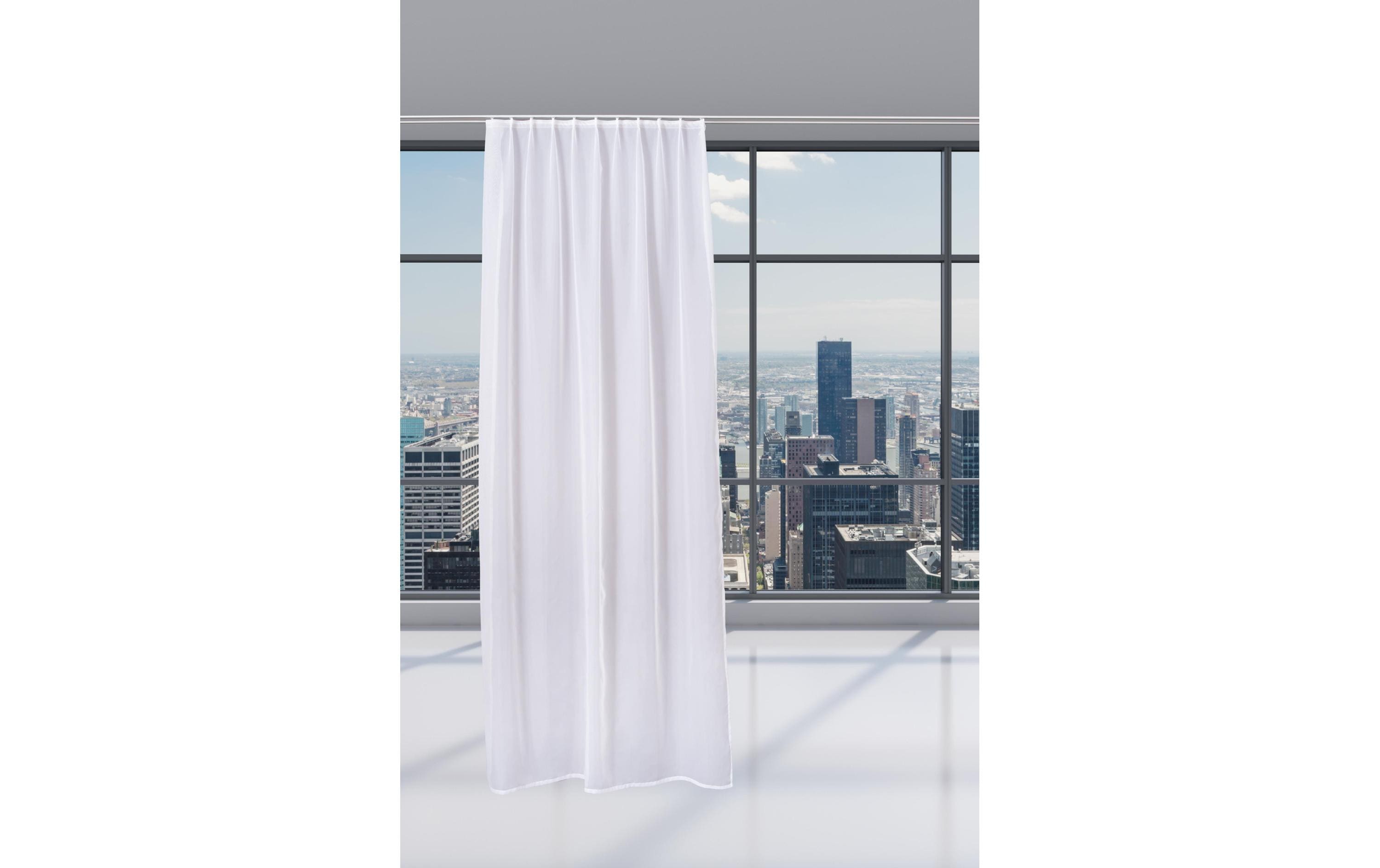 Casa Leon Tagvorhang mit Faltenband Voilette 140 x 245 cm, Weiss