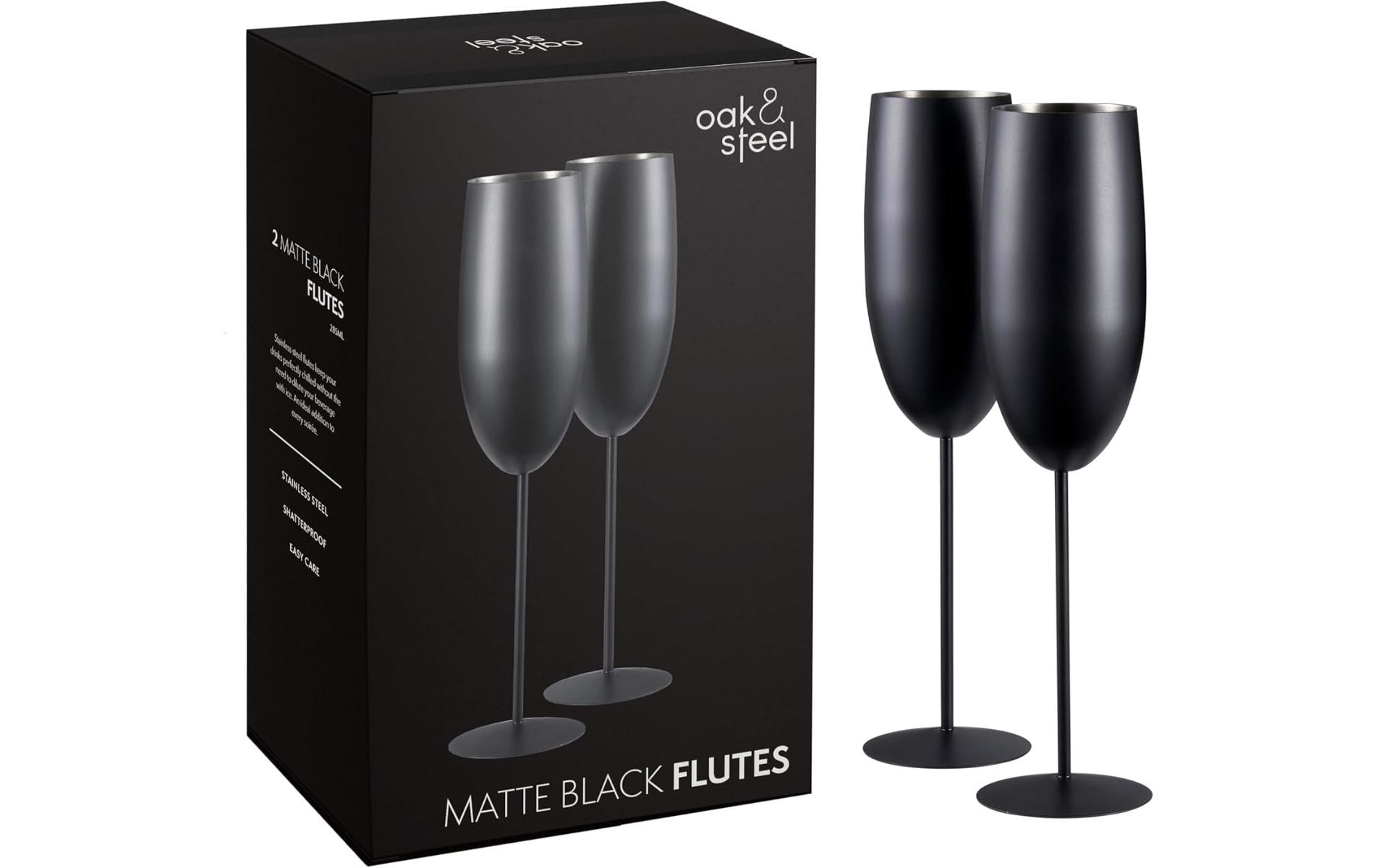 Oak & Steel Sektglas 285 ml, 2 Stück, Schwarz matt