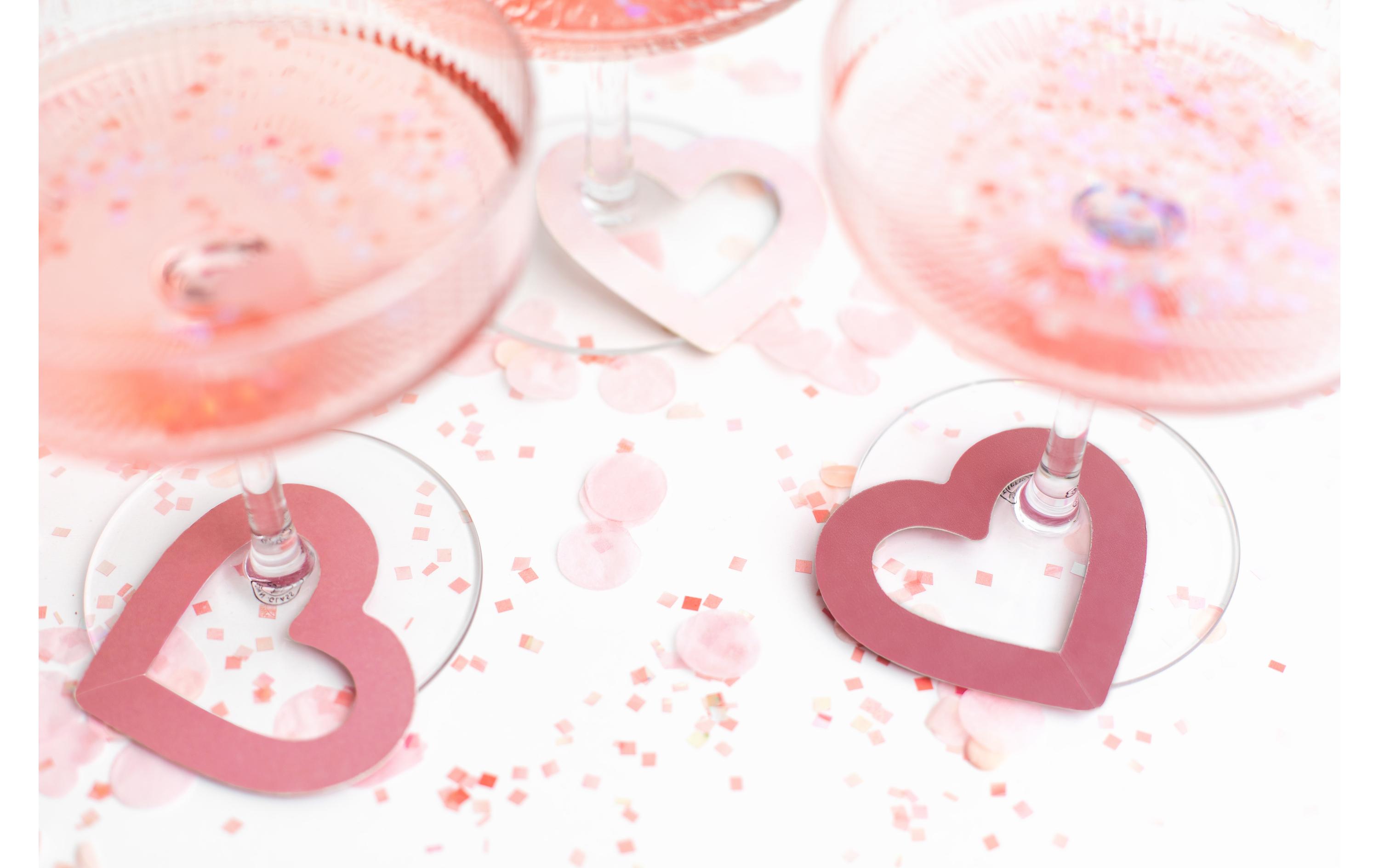 Partydeco Glasmarkierer Herz Rosa