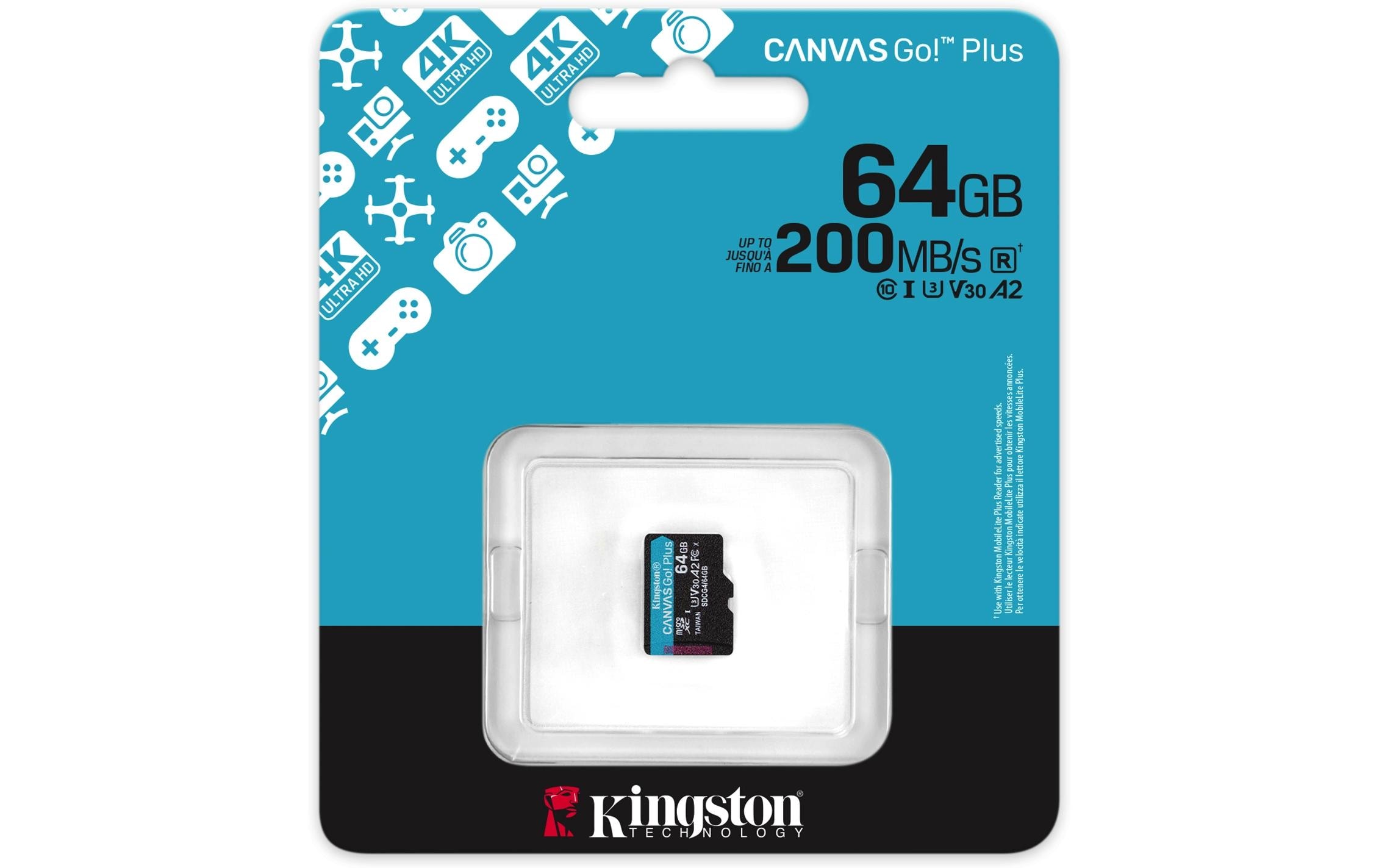 Kingston microSDXC-Karte Canvas Go! Plus 64 GB, ohne Adapter