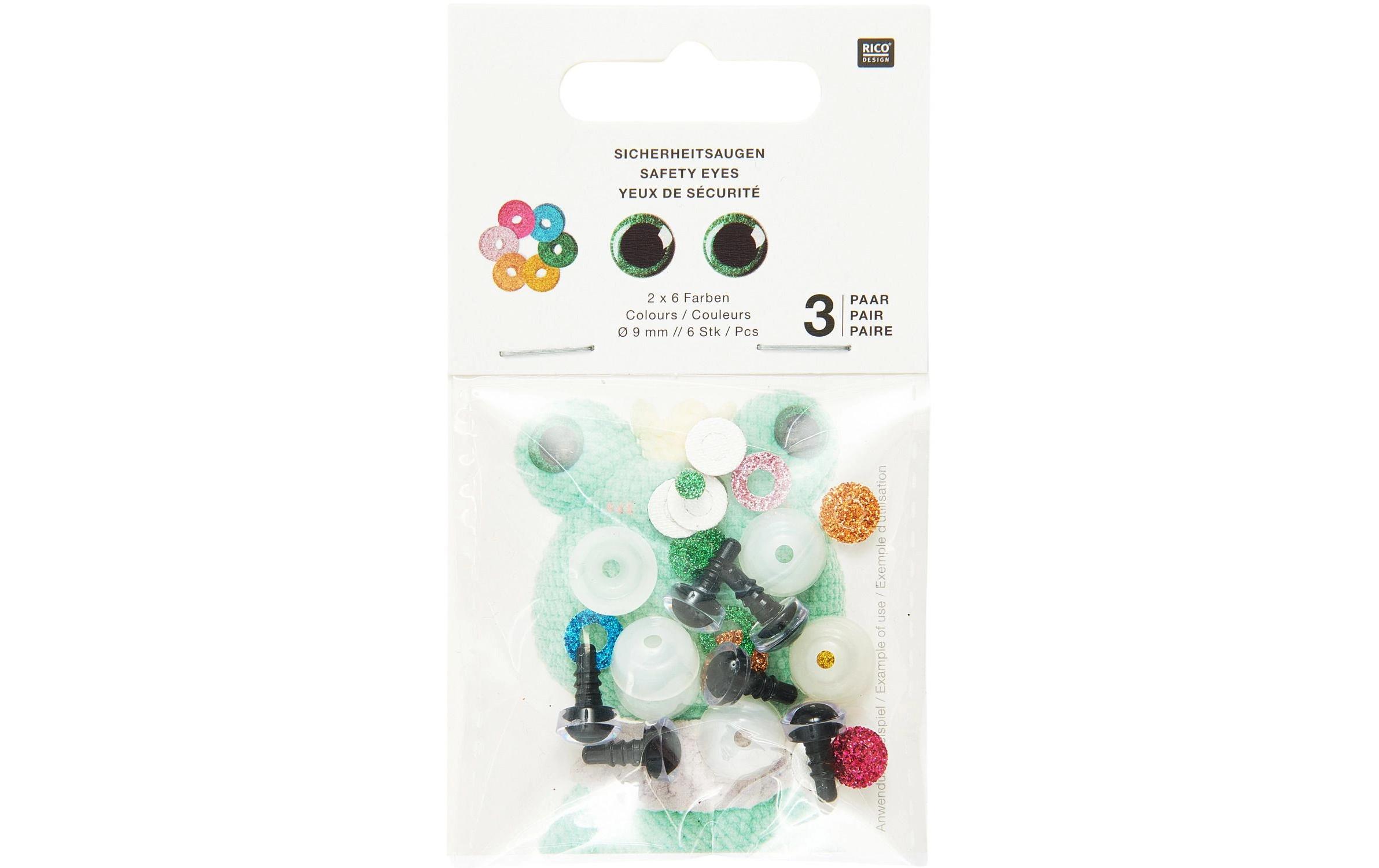 Rico Design Sicherheitsaugen mit 6 Farben zur Auswahl 9 mm 6 Stk.