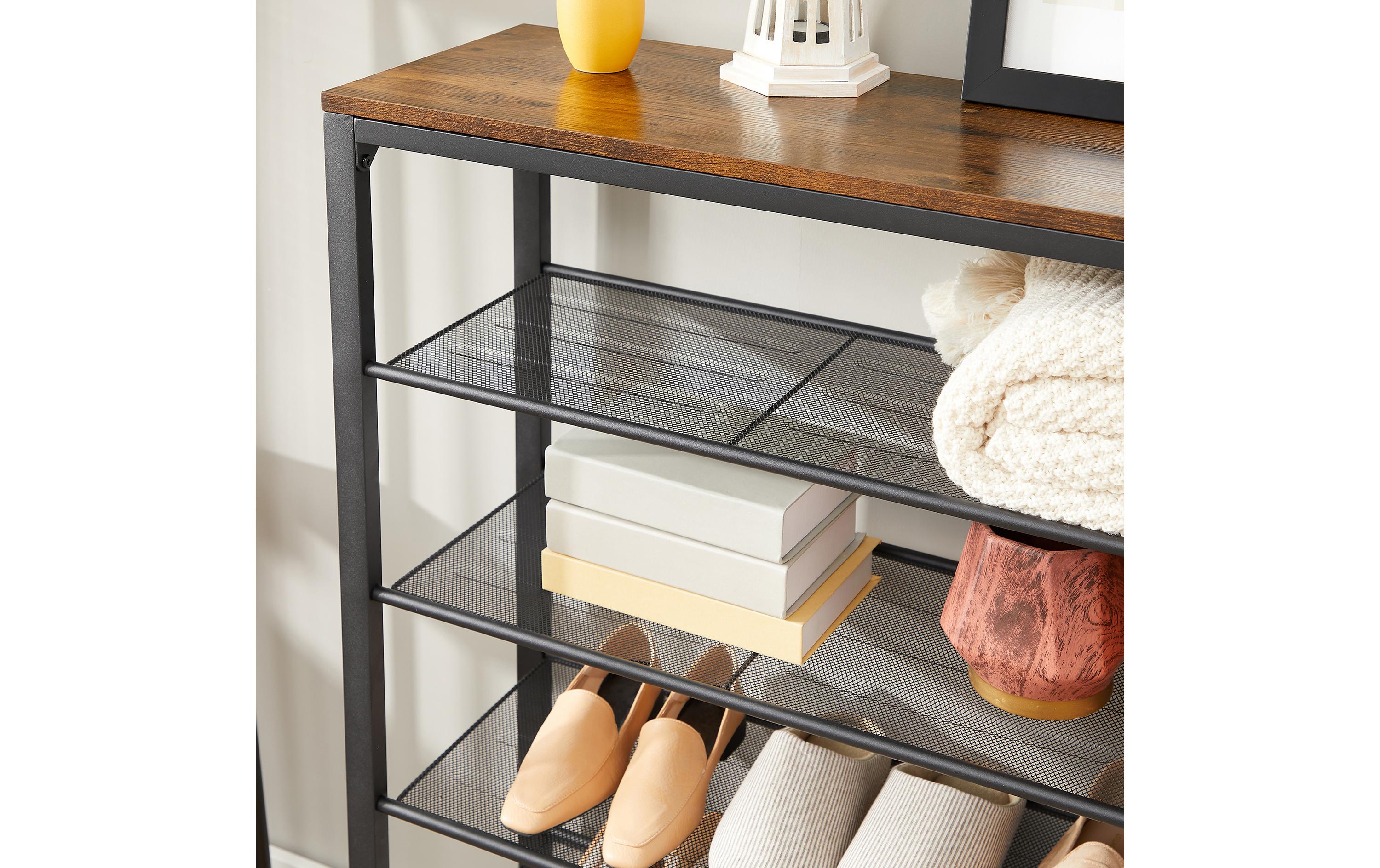 VASAGLE Schuhregal mit 5 Ablagen 100 x 110 cm, Braun/Schwarz