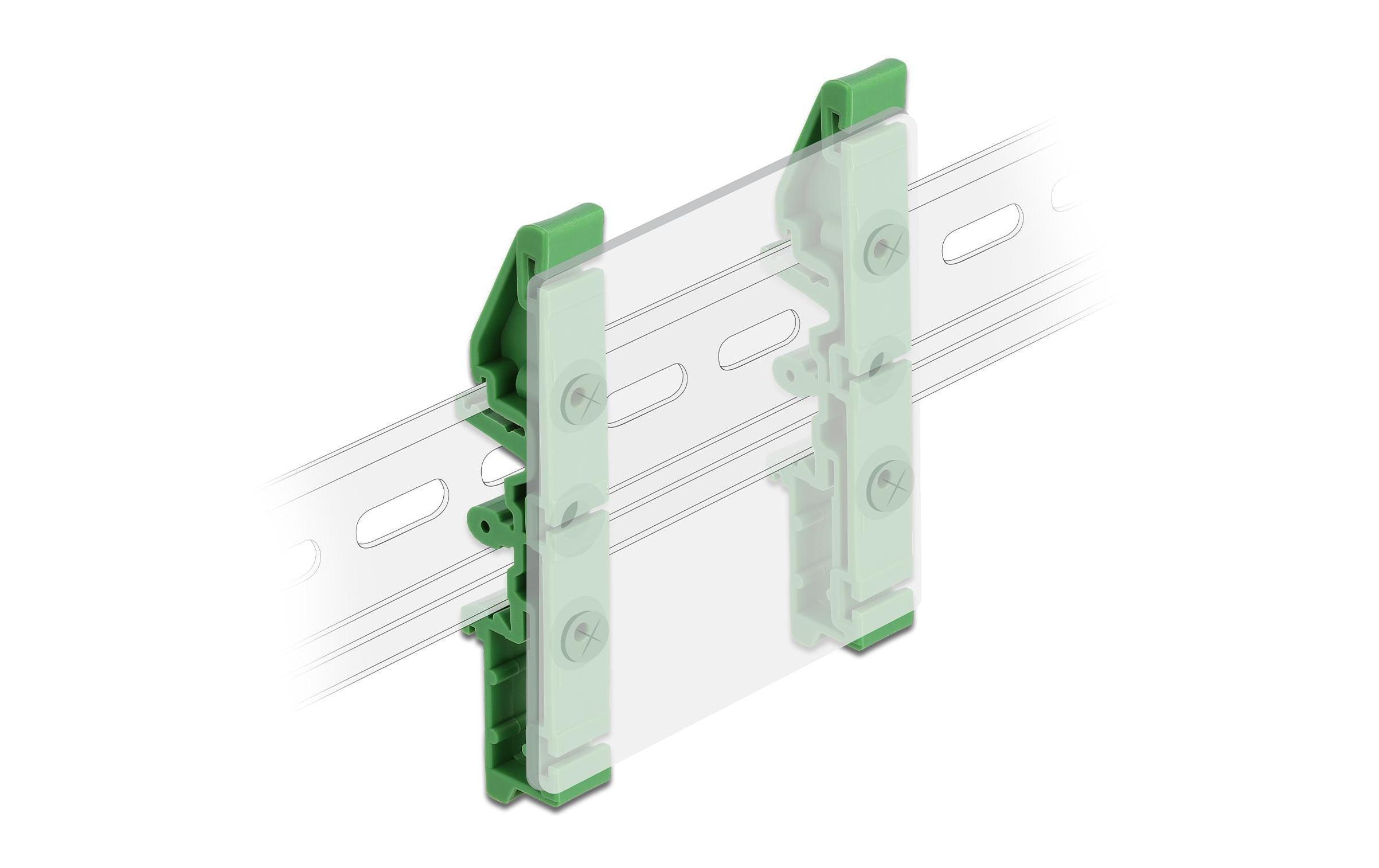 Delock Halterung 85 mm Hutschienenclip für Platine, 4 Stück