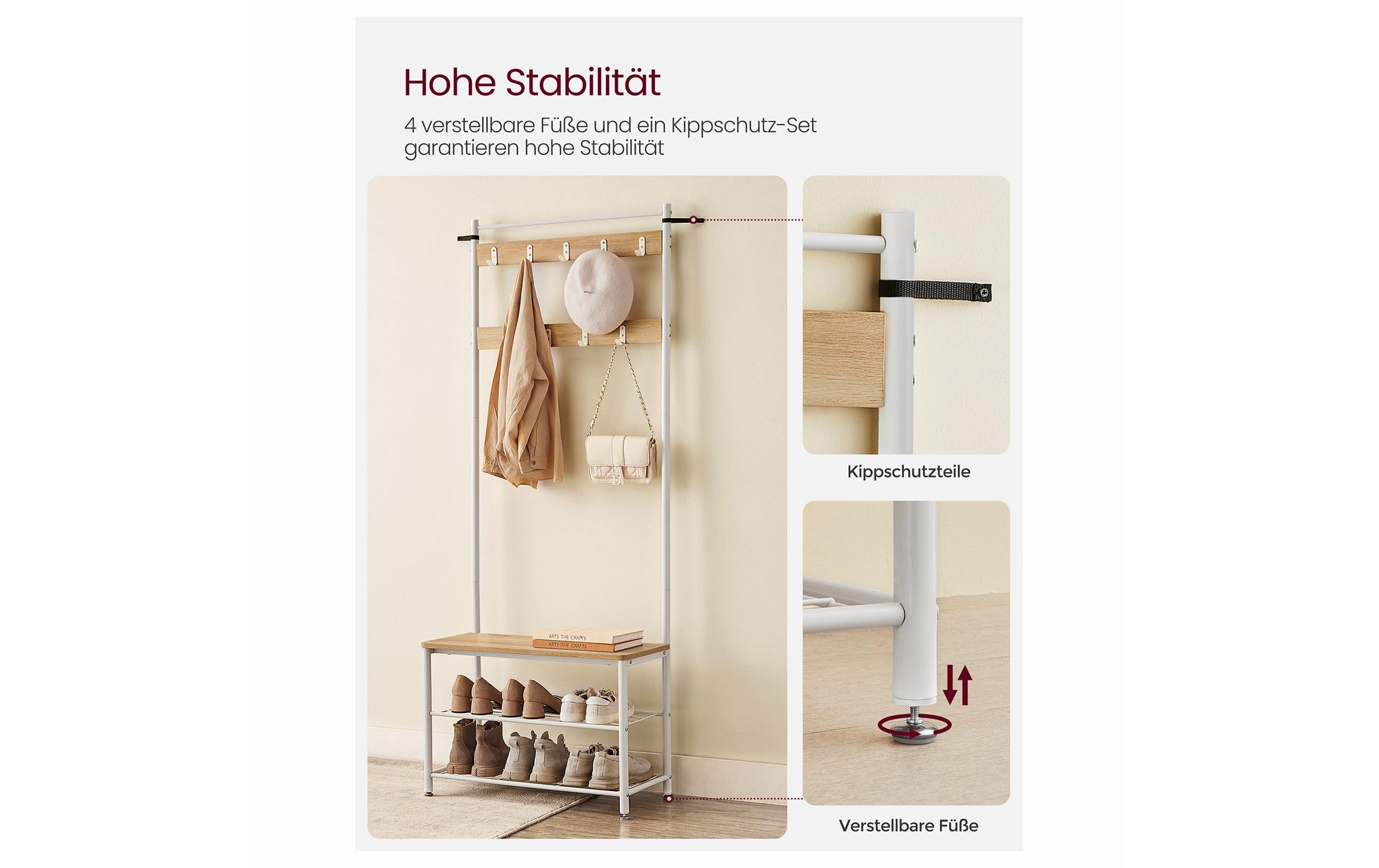 VASAGLE Garderobe 32.5 cm x 175 cm, Weiss