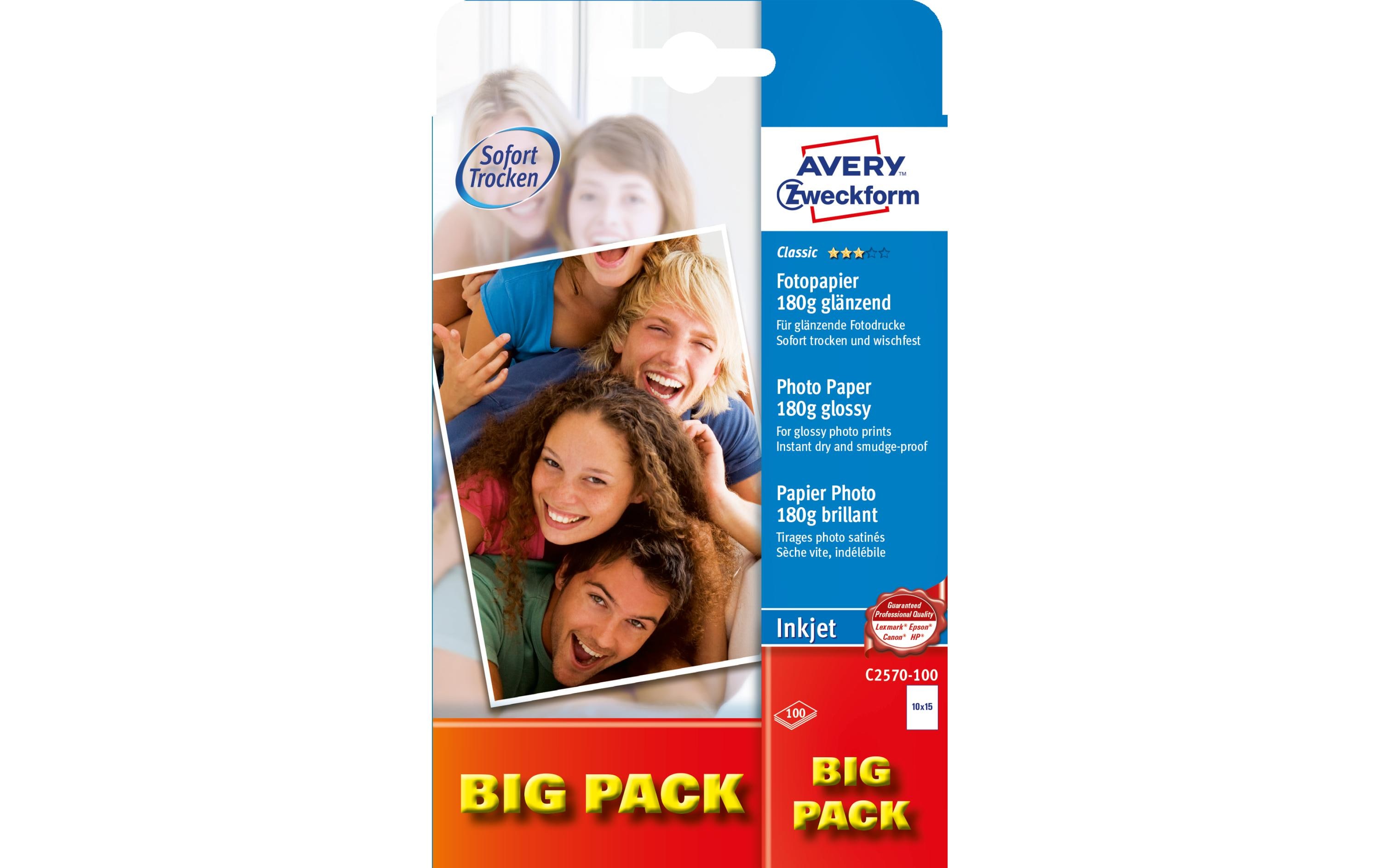 Avery Zweckform Fotopapier Inkjet Classic 10 x 15 cm 180 g/m² 100 Stück