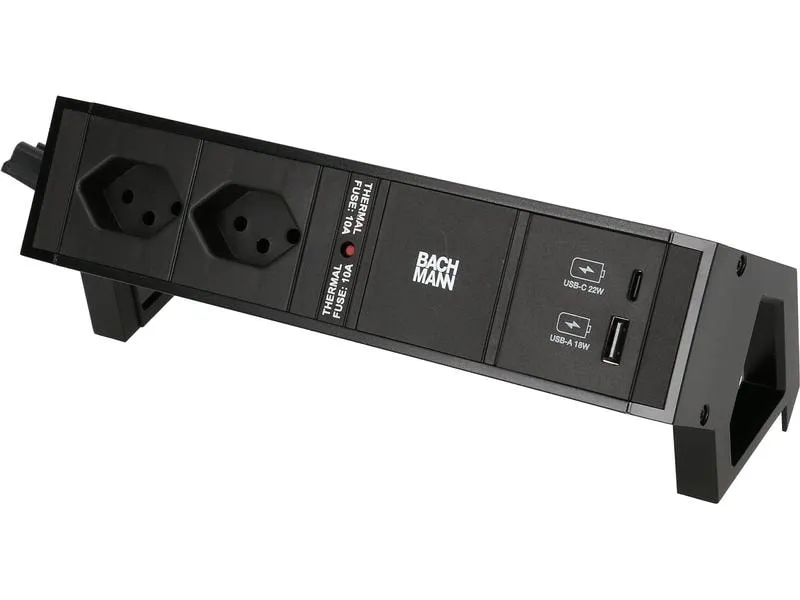 Bachmann Tischsteckdosenleiste DESK 2, 2x T13, 1x USB A/C