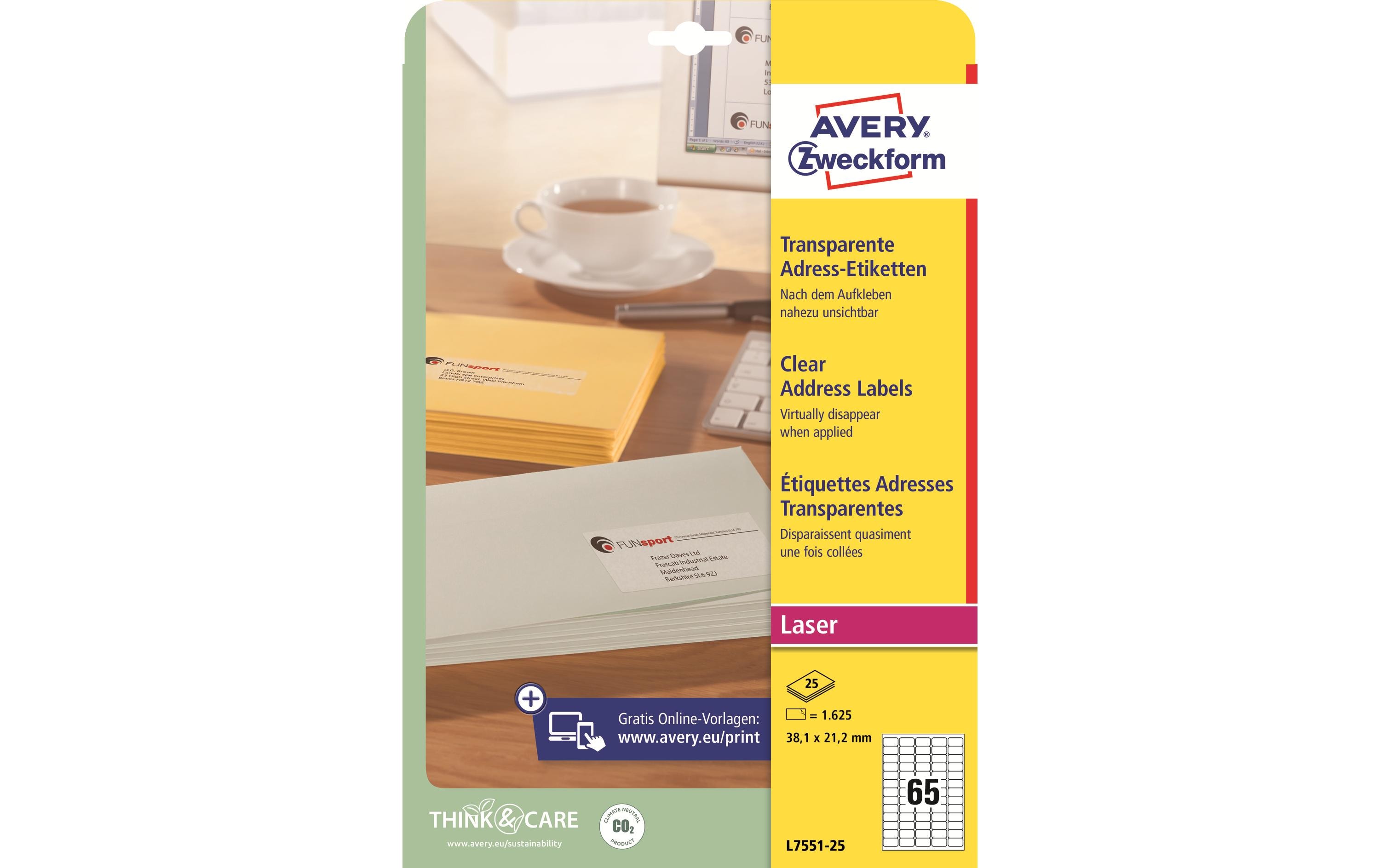 Avery Zweckform Adressetiketten 38.1 x 21.2 mm, 25 Blatt Avery Zweckform Adressetiketten 38.1 x 21.2 mm, 25 Blatt