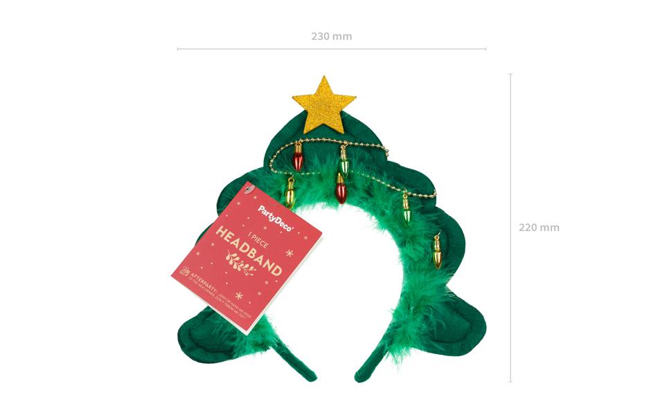 Partydeco Weihnachtsbaum-Stirnband, Grün, 18.5 x 24 cm