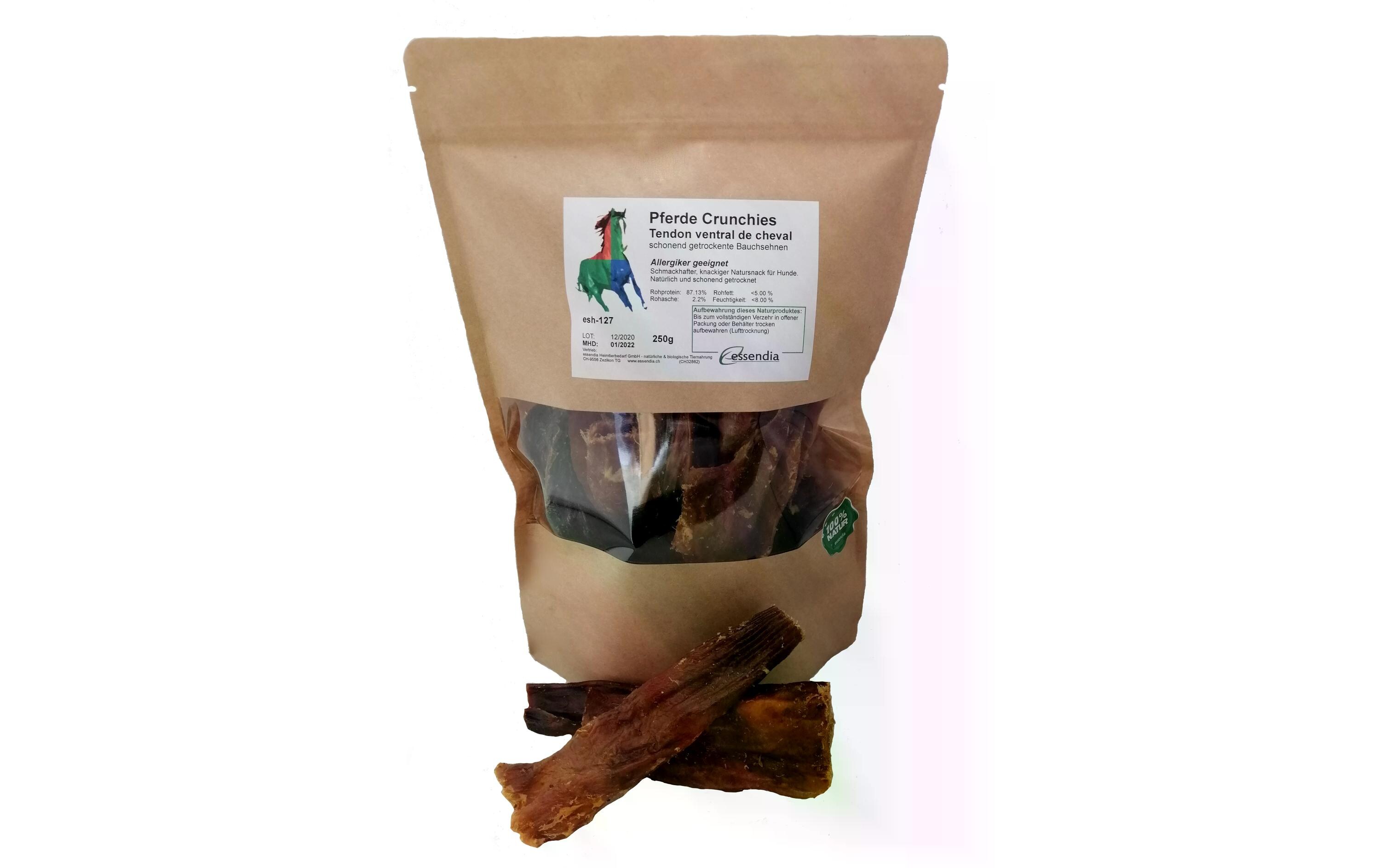 essendia Kausnack Pferdecrunchies Bauchsehnen, 250 g