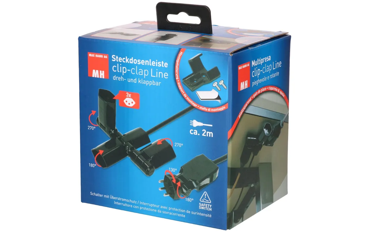 Max Hauri Steckdosenleiste Clip-Clap Line 3x T13, Schwarz Max Hauri Steckdosenleiste Clip-Clap Line 3x T13, Schwarz