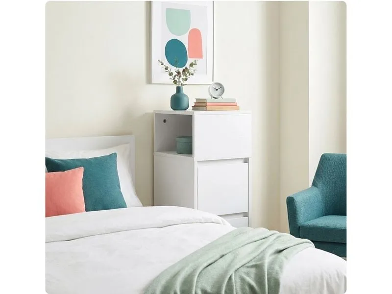 relaxdays Nachttisch 24 x 64 cm, Weiss , 2er Set relaxdays Nachttisch 24 x 64 cm, Weiss , 2er Set