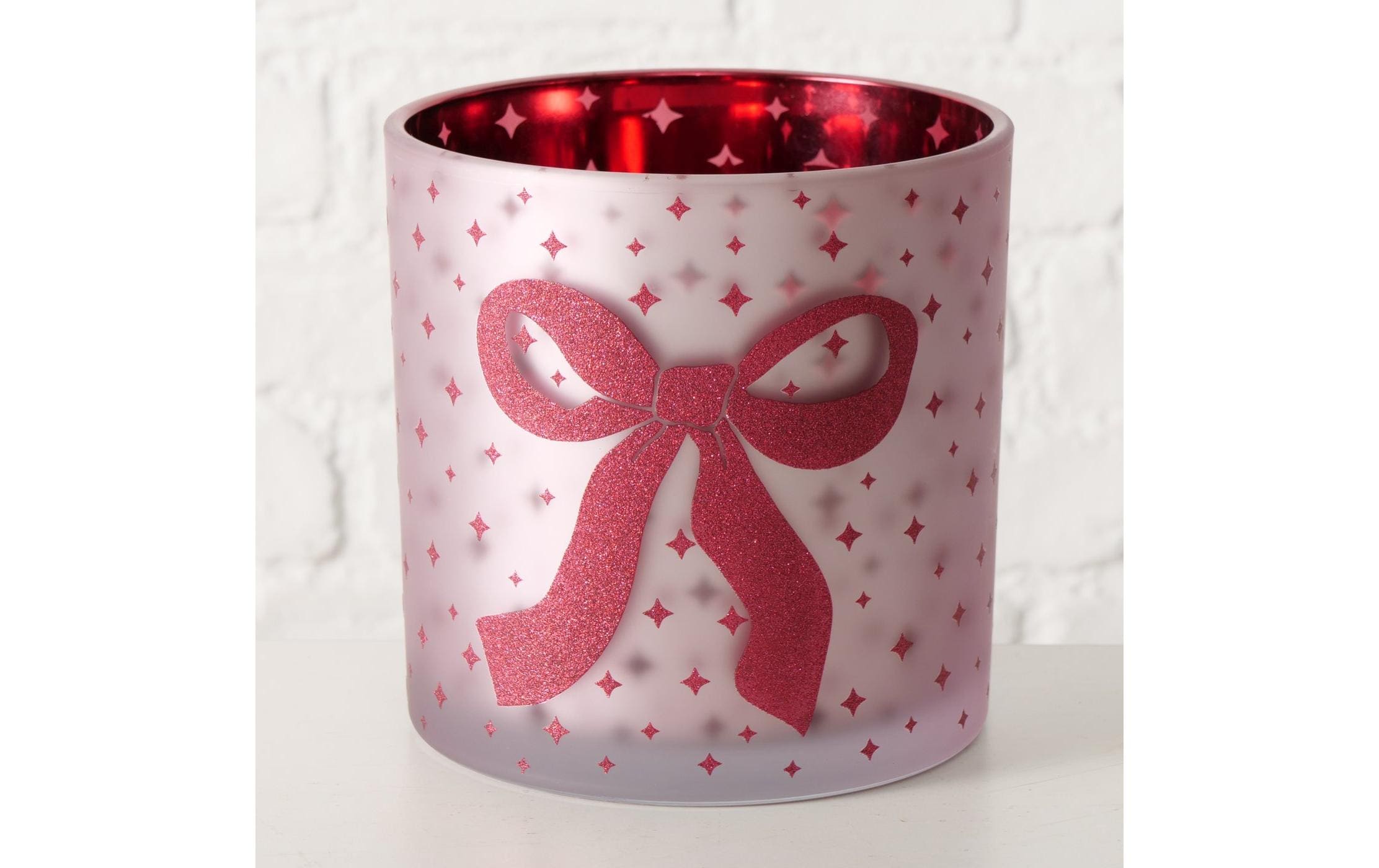 Boltze Weihnachtswindlicht Boucle Glas, 15 x 15 cm