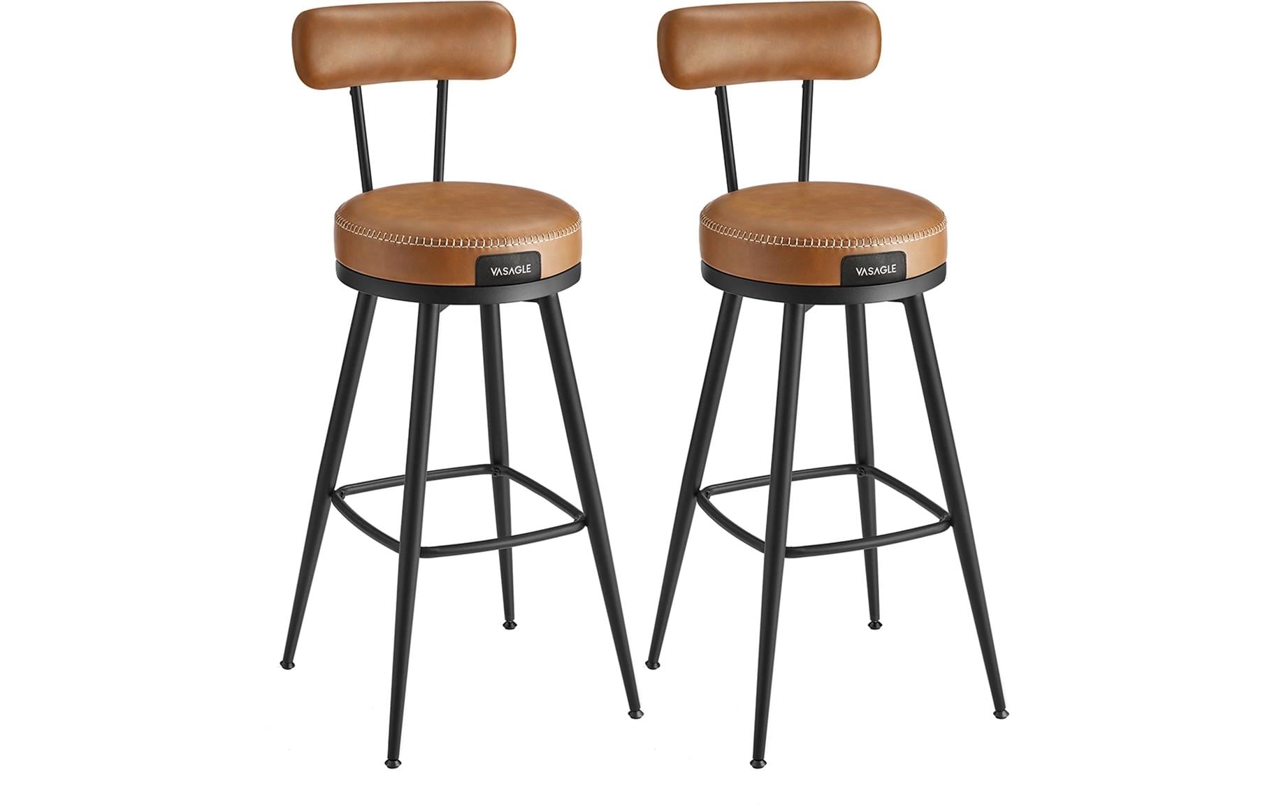 VASAGLE Barhocker 2 Stück 56 x 101.3 cm, Schwarz/Braun