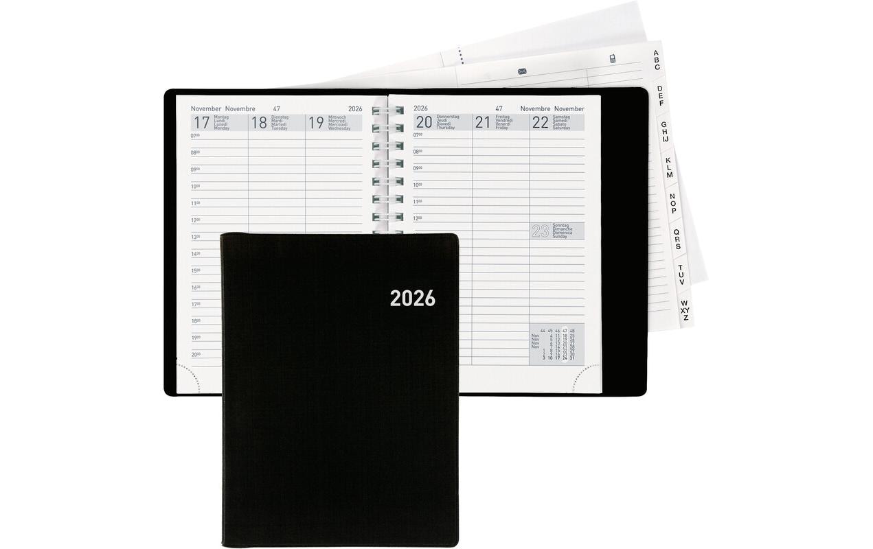 Biella Geschäftsagenda Rex Wire-O Schwarz, 10 x 14 cm Biella Geschäftsagenda Rex Wire-O Schwarz, 10 x 14 cm