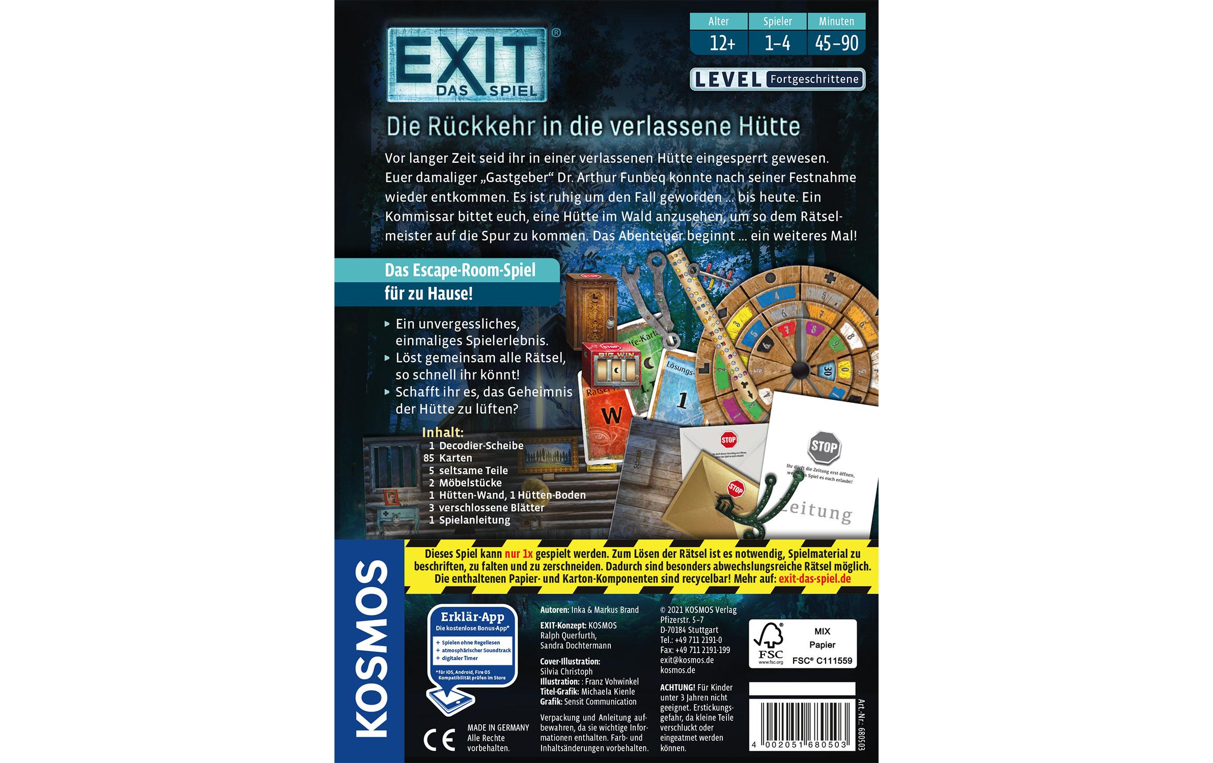 Kosmos Kennerspiel EXIT: Die Rückkehr in die verlassene Hütte Kosmos Kennerspiel EXIT: Die Rückkehr in die verlassene Hütte