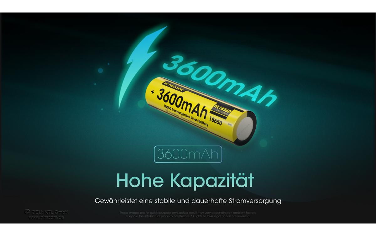 Nitecore Akku NL1836R 18650 UCB-C, 3600 mAh