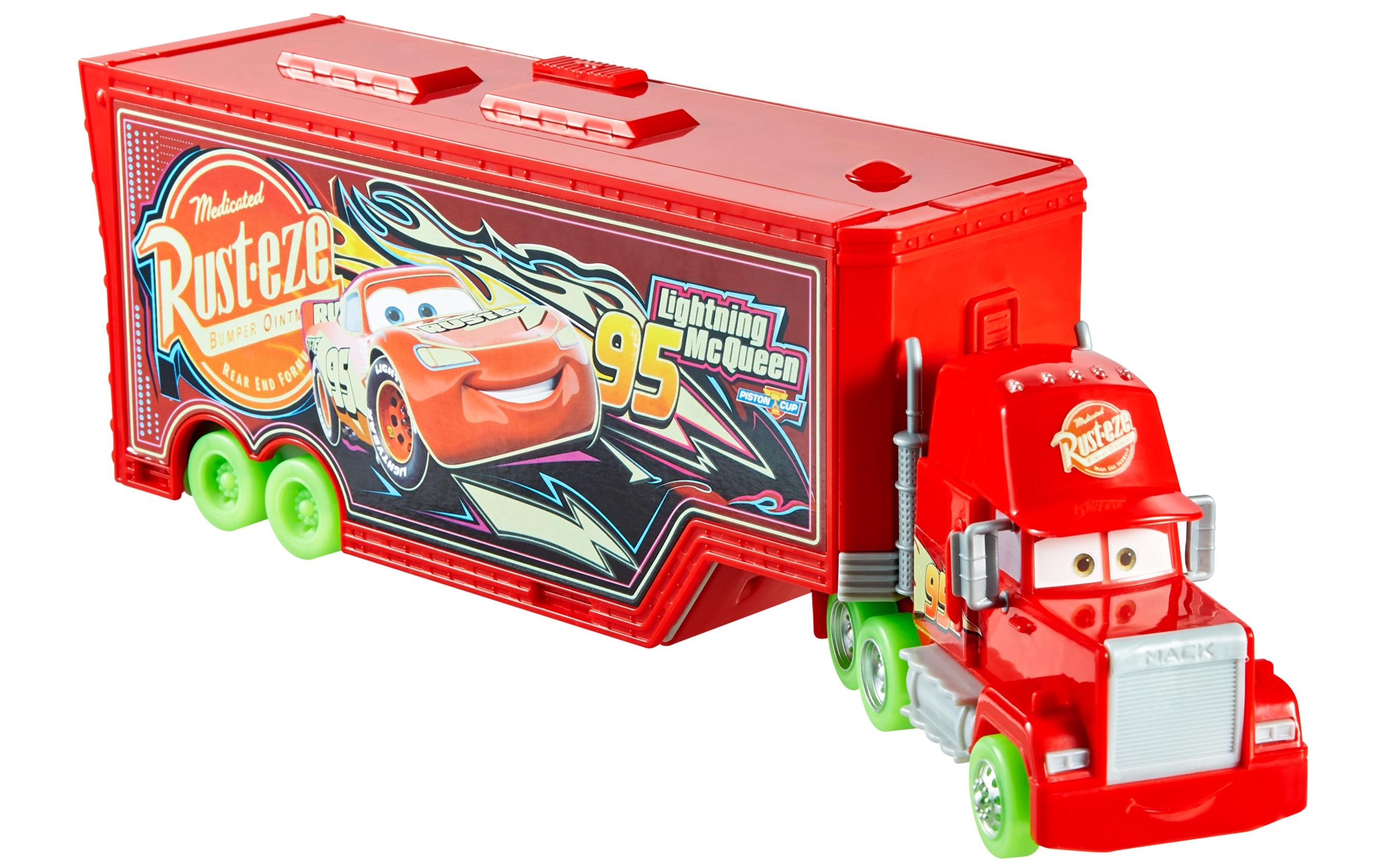 Mattel Cars Disney and Pixar Cars Glow Racer Mack Transporter Set