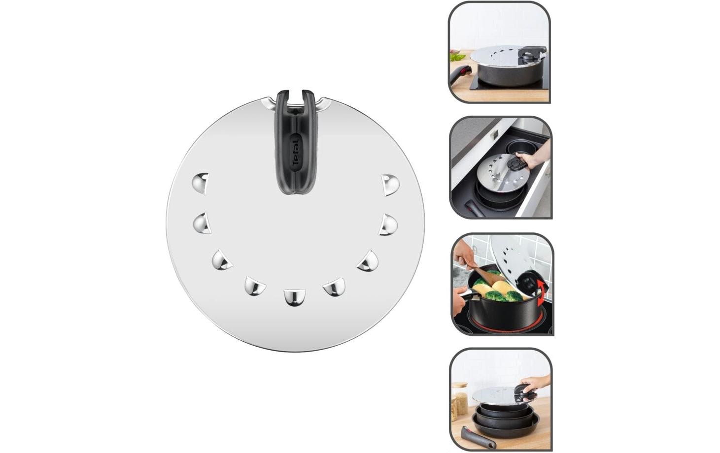 Tefal Multideckel Ingenio 20 cm/28 cm, Schwarz/Silber
