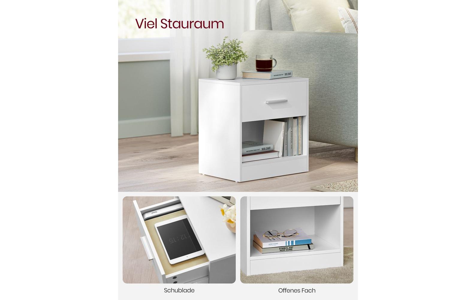 VASAGLE Nachttisch 39 x 41 cm, Weiss