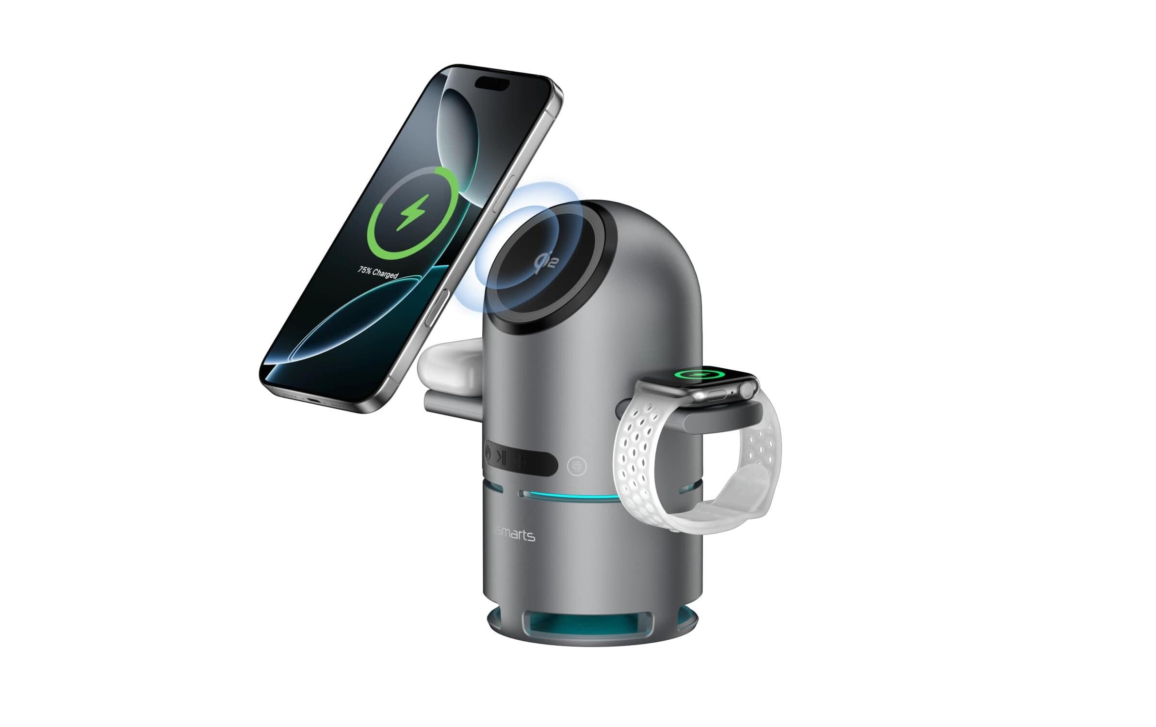 4smarts Wireless Charger 3-in-1 ChargeBot Sound Spacegrau 4smarts Wireless Charger 3-in-1 ChargeBot Sound Spacegrau