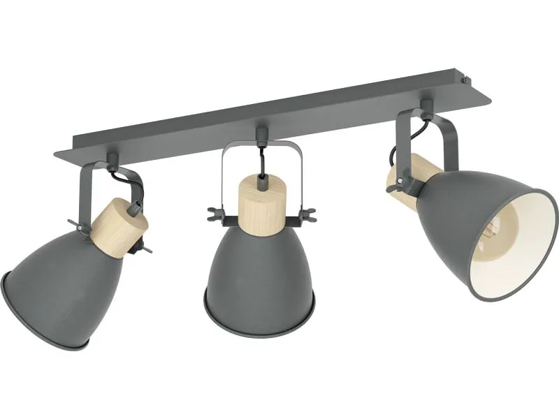 EGLO Leuchten Aufbauspot BALKEN/3 E27 ANTHRAZIT/HOLZ 'COSWARTH' E27 EGLO Leuchten Aufbauspot BALKEN/3 E27 ANTHRAZIT/HOLZ 'COSWARTH' E27