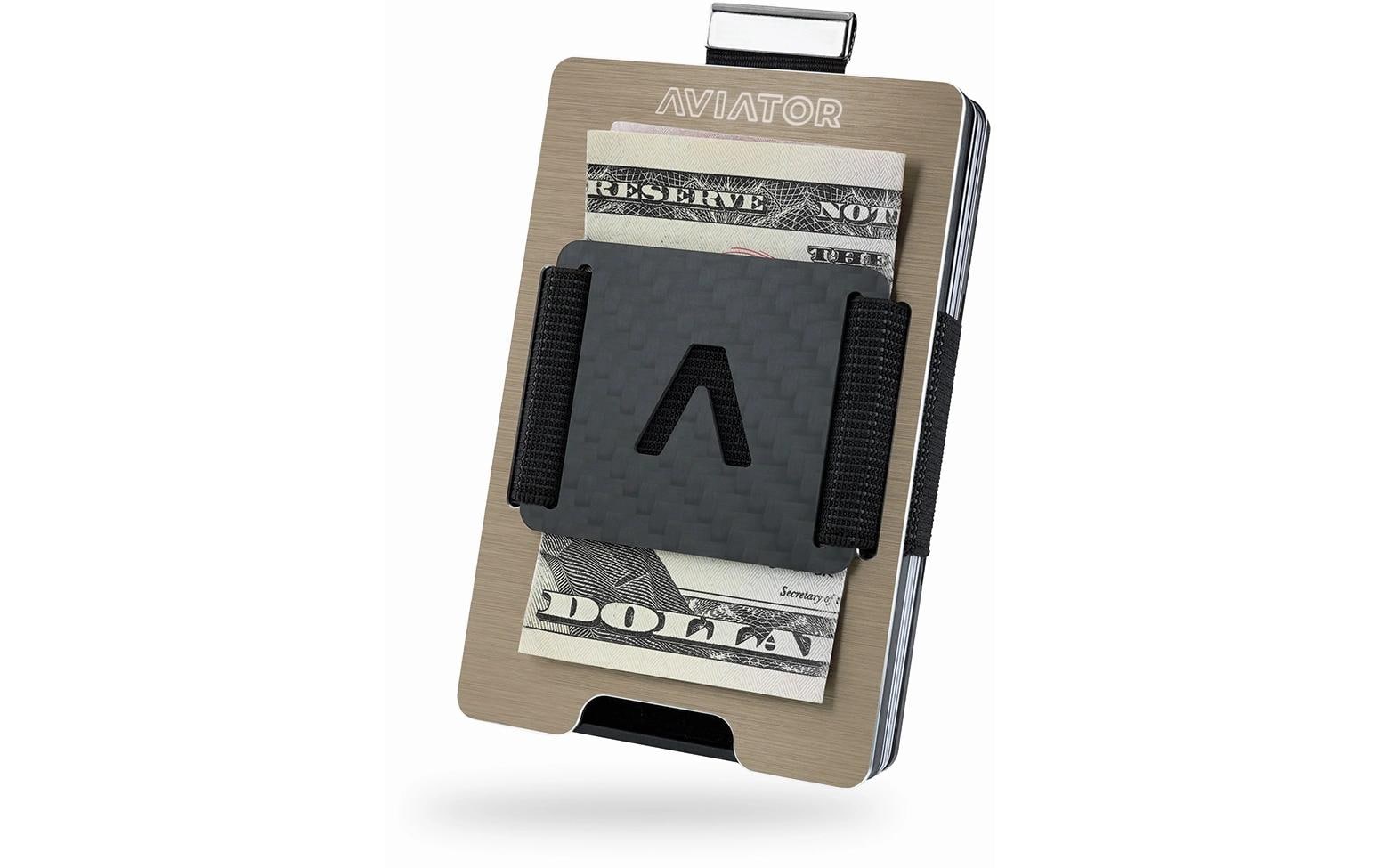 AVIATOR Wallet SLIDE Carbon cash clip brushed sand