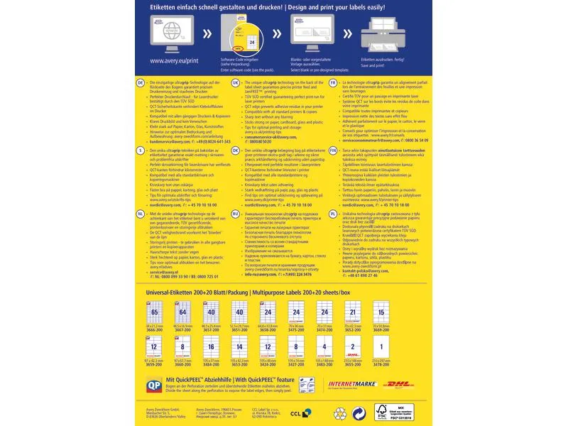 Avery Zweckform Universal-Etiketten 3483 105 x 148 mm, 220 Blatt