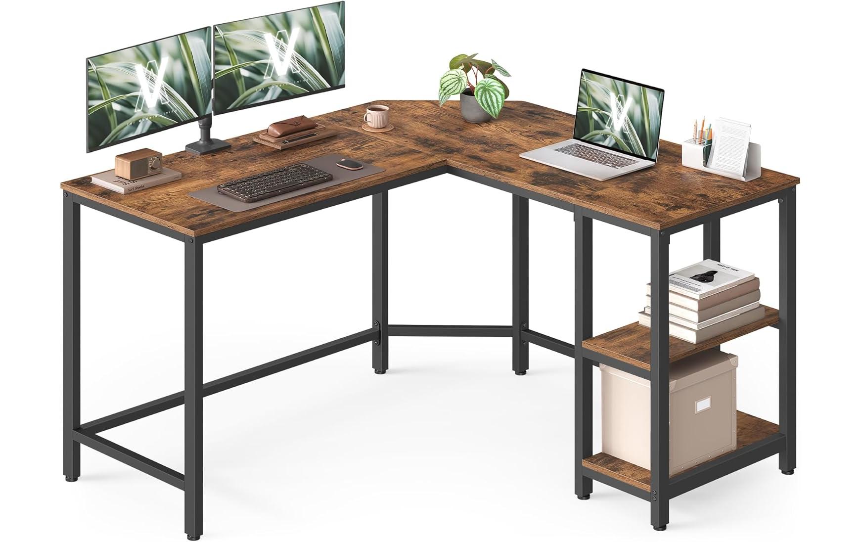 VASAGLE Tisch in L-Form Braun/Schwarz 120 x 130 x 76 cm VASAGLE Tisch in L-Form Braun/Schwarz 120 x 130 x 76 cm