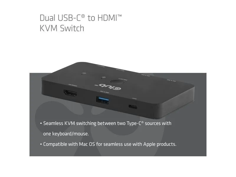 Club 3D 2-Port Signalsplitter Zweifach USB Typ C zu HDMI CSV-2512