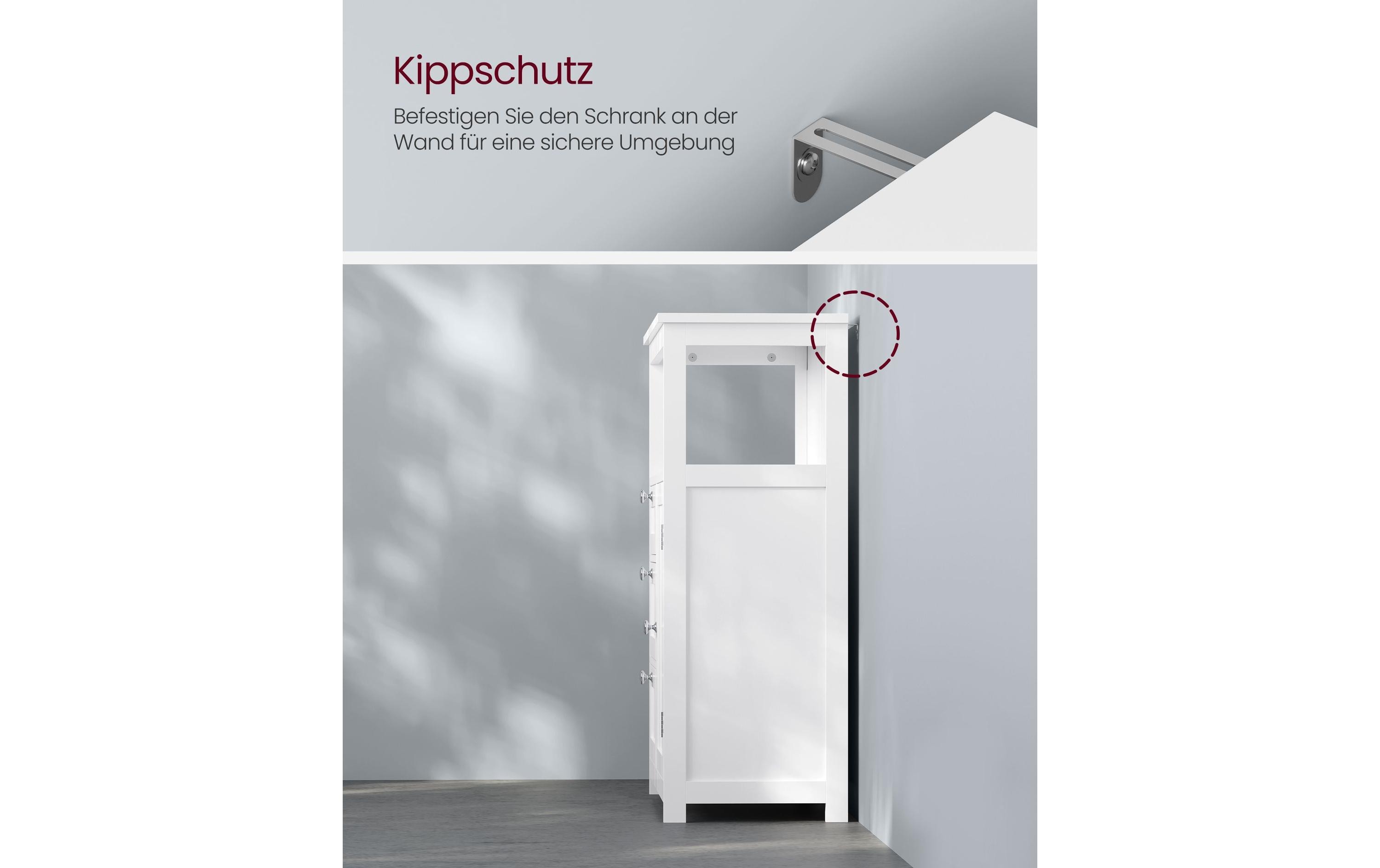 VASAGLE Kommode Floor Cabinet, MDF, 60 x 80 cm, Weiss