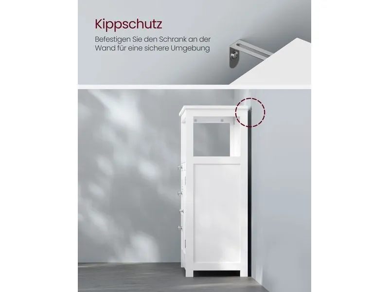 VASAGLE Kommode Floor Cabinet, MDF, 60 x 80 cm, Weiss VASAGLE Kommode Floor Cabinet, MDF, 60 x 80 cm, Weiss