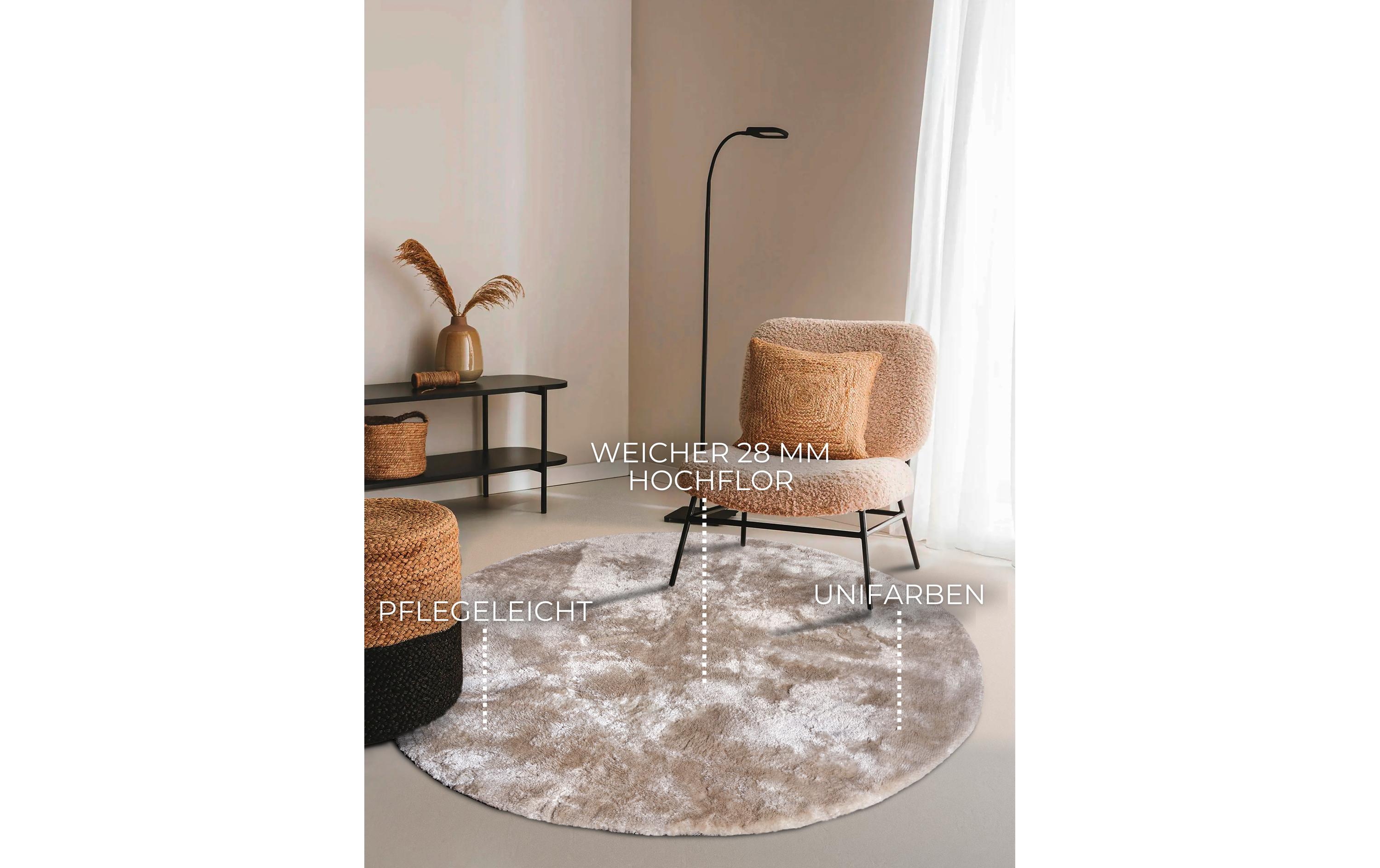 Elle Decoration Teppich Calida Ø 160 cm, Creme