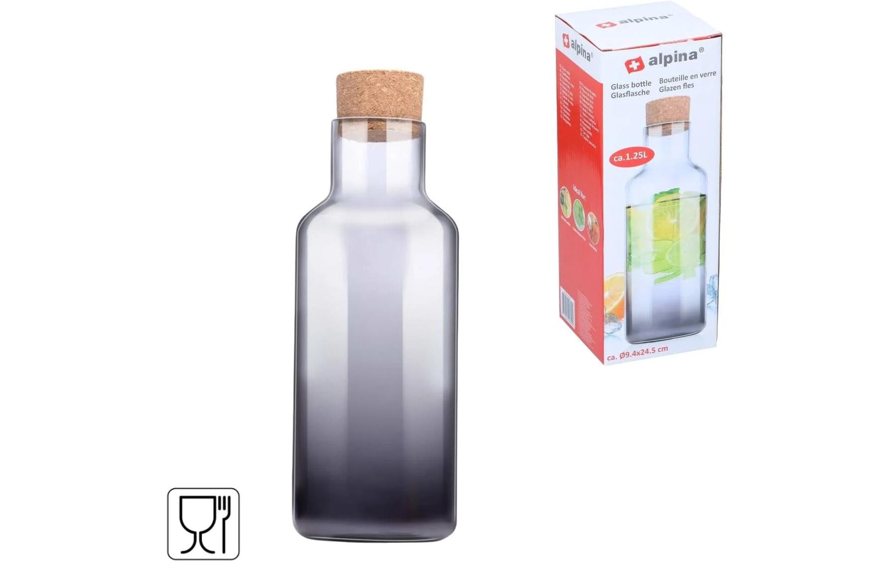 ALPINA Glaskaraffe mit Korkdeckel 1.25 l, Semitransparent