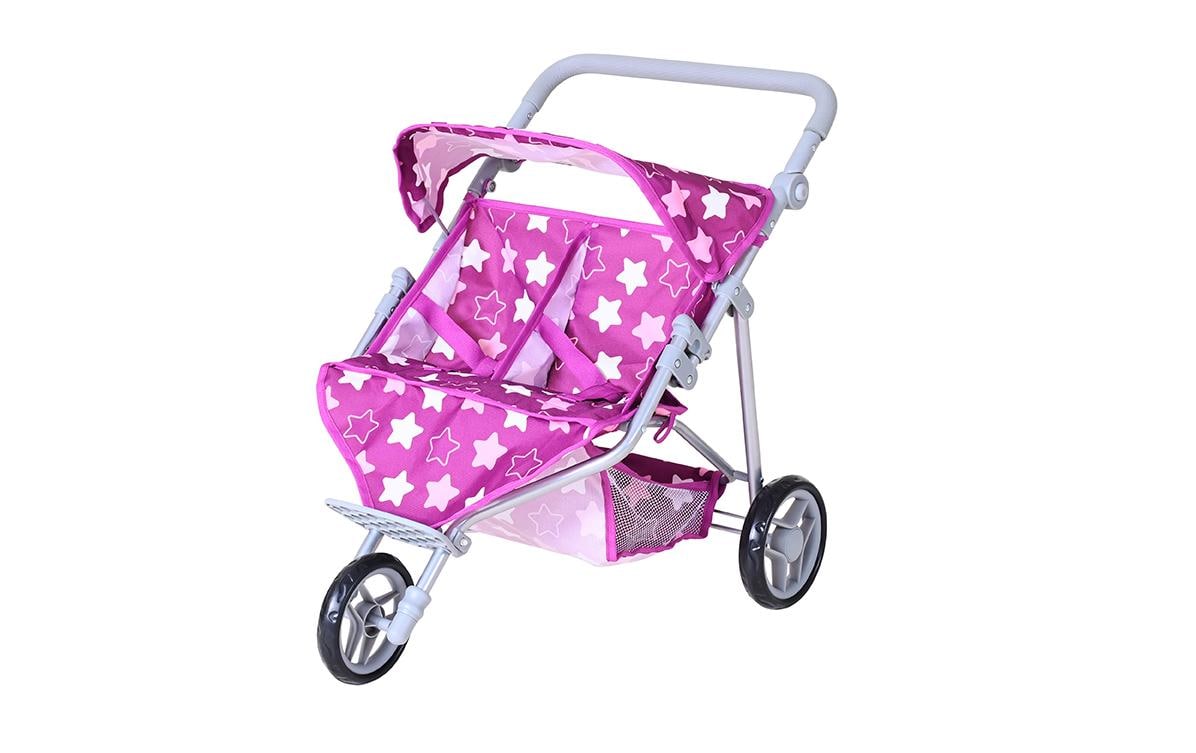 Knorrtoys Zwillingspuppenwagen Star Dark Pink