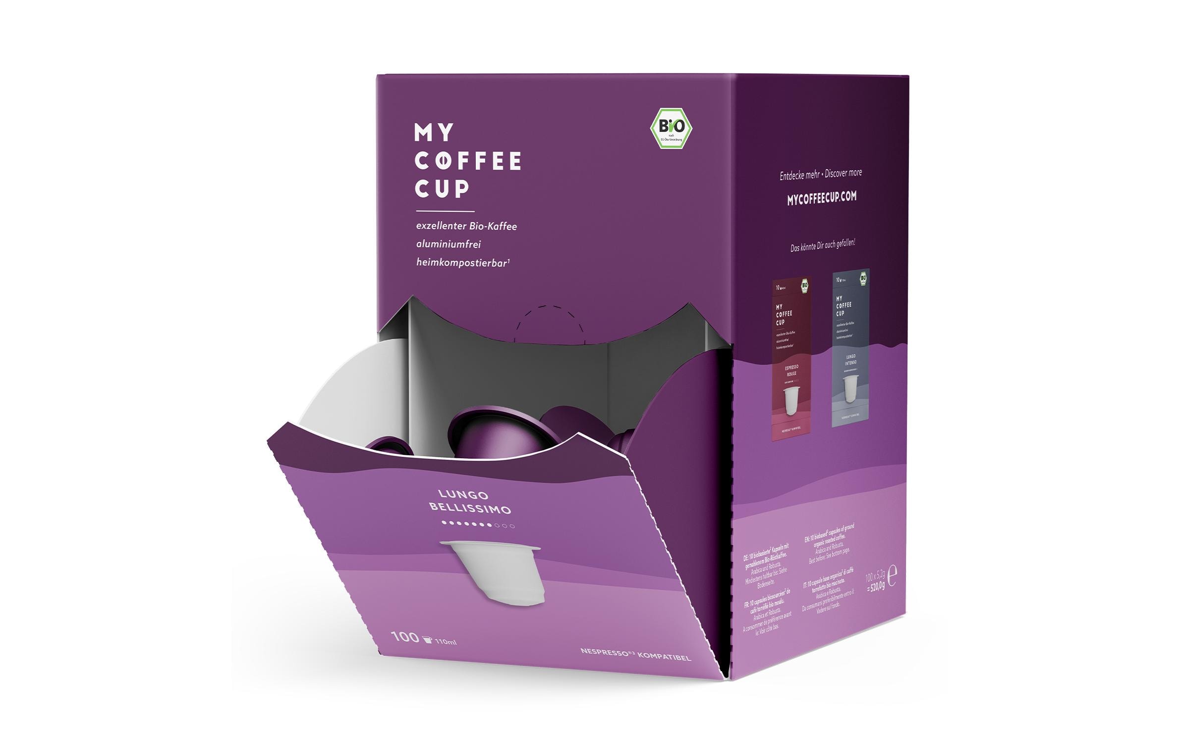 My-CoffeeCup Kaffeekapseln Mega Box Bio Lungo Bellissimo 100 Stück